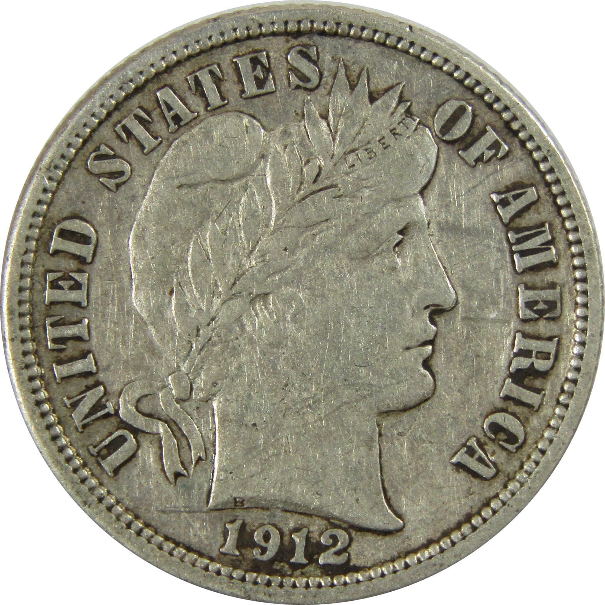 1912 D Barber Silver Dime XF EF Extremely Fine 10c Coin SKU:CP693
