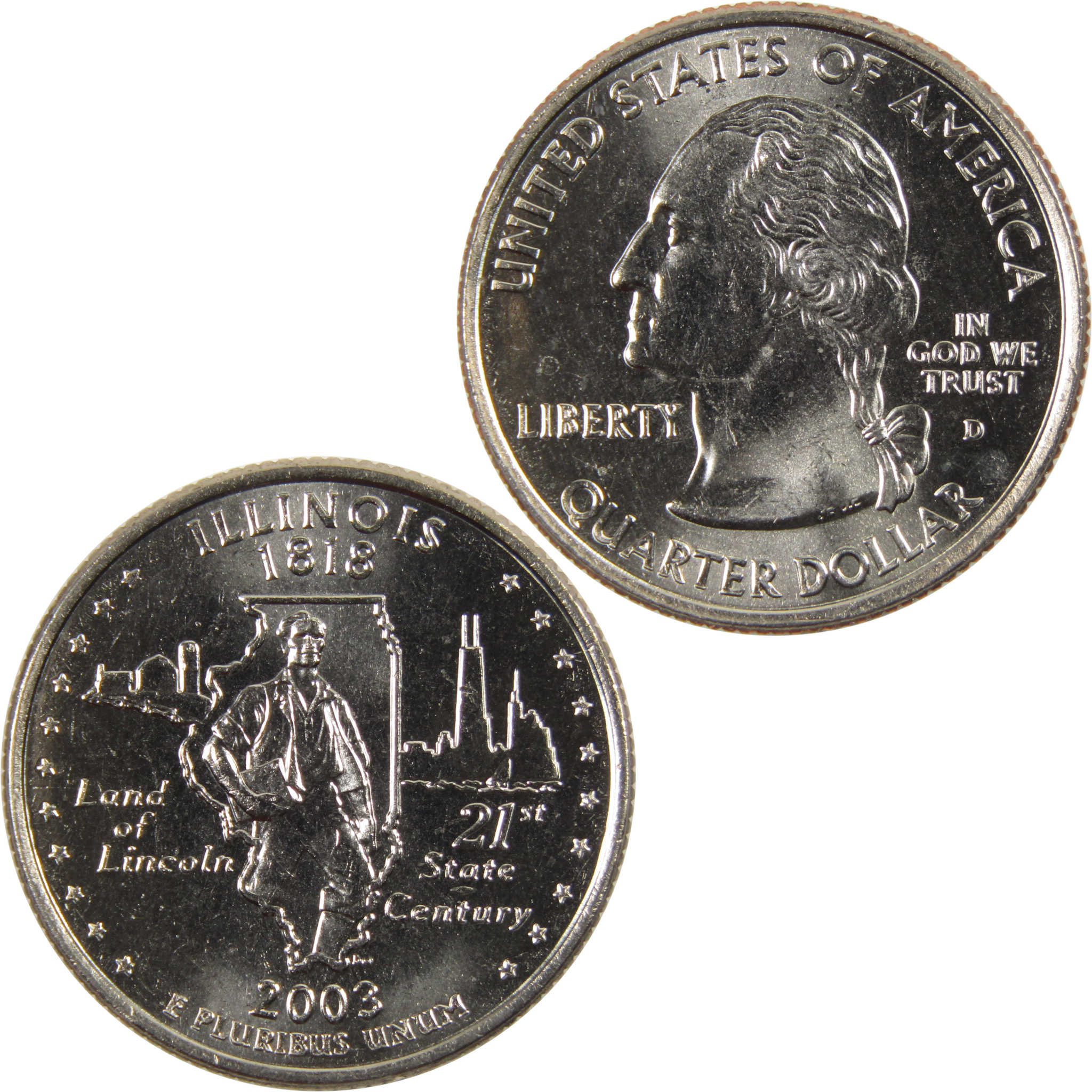 2003 D Illinois State Quarter BU Uncirculated Clad 25c Coin