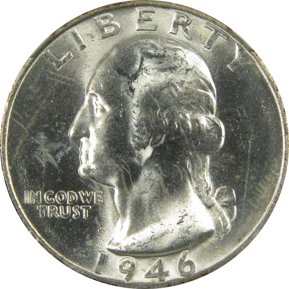 1946 S Washington Silver 25c MS 64 NGC Bag Fragment SKU:I28698