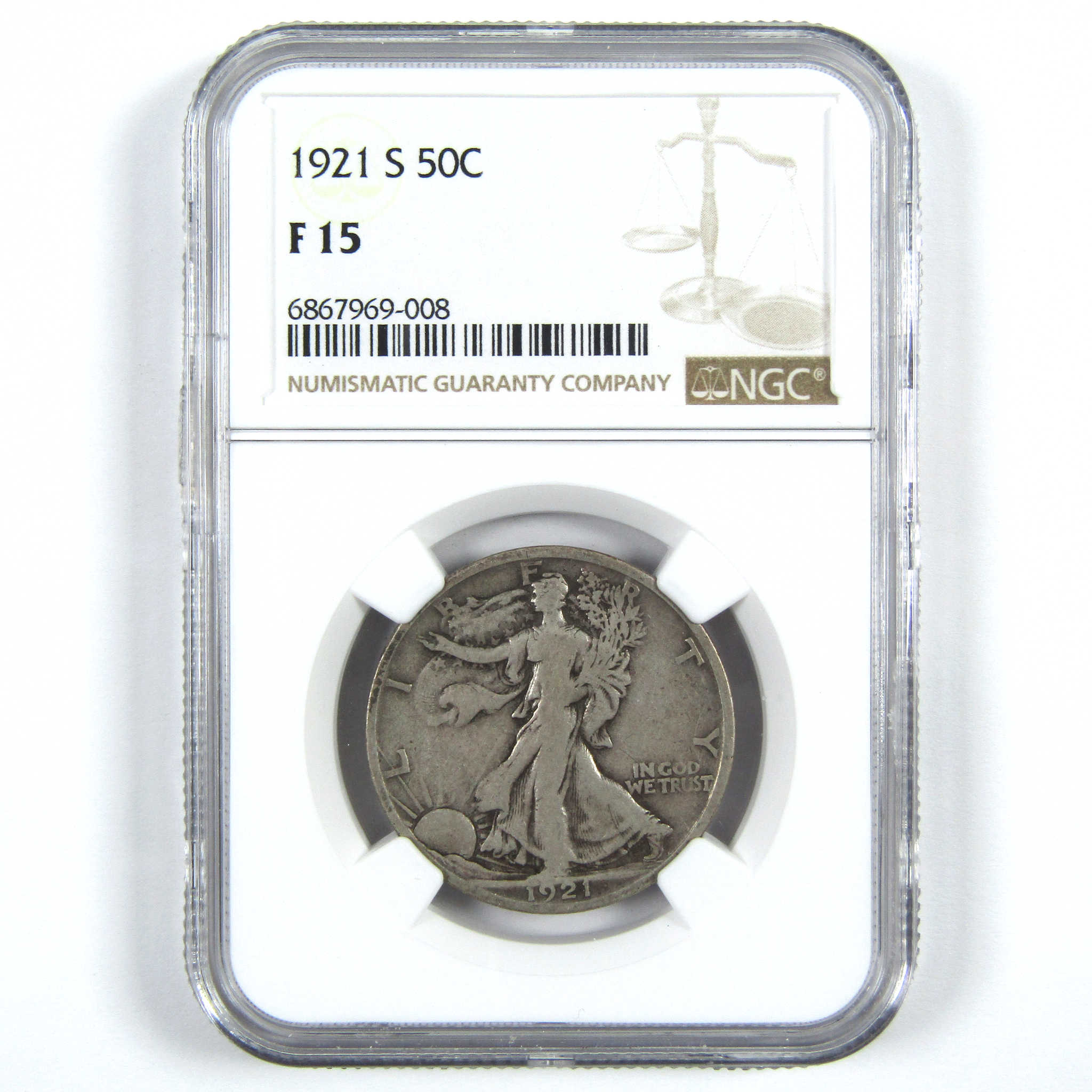 1921 S Liberty Walking Half Dollar F 15 NGC Silver 50c Coin SKU:I14459