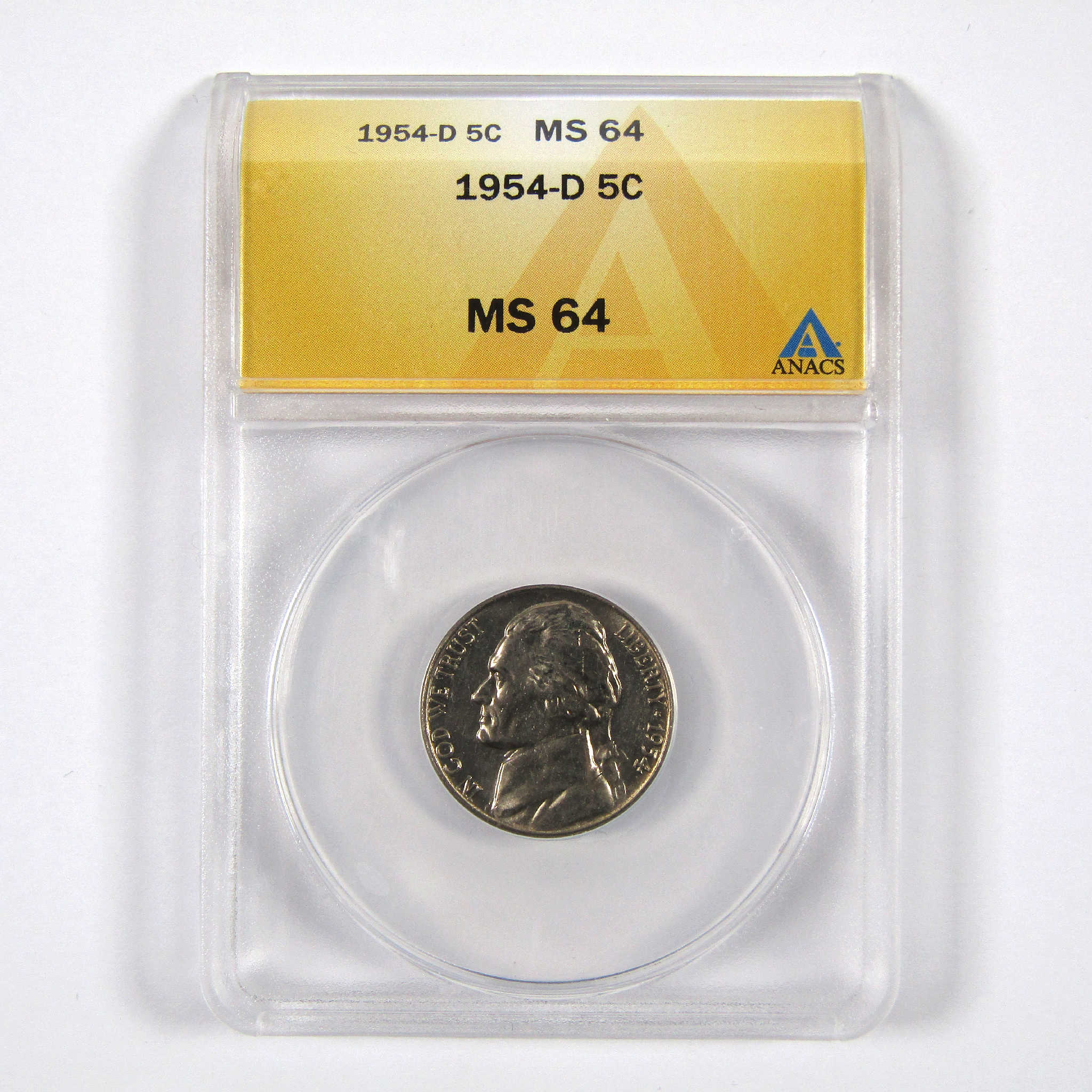 1954 D Jefferson Nickel MS 64 ANACS 5c Uncirculated Coin SKU:CPC4013