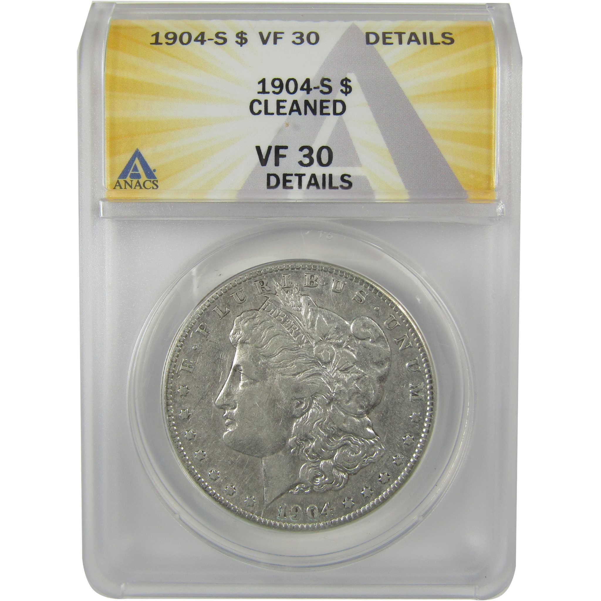 1904 S Morgan Dollar VF 30 Details ANACS Silver $1 Coin SKU:I21166 - Morgan coin - Morgan silver dollar - Morgan silver dollar for sale - Profile Coins &amp; Collectibles