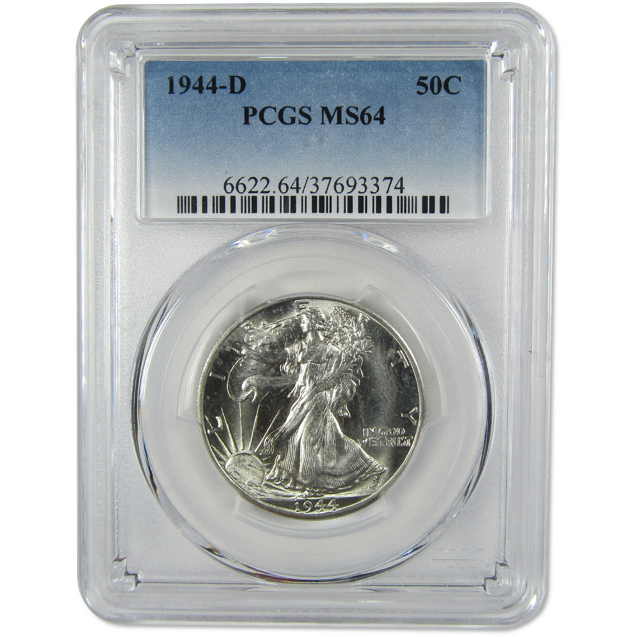 1944 D Liberty Walking Silver Half Dollar MS 64 PCGS Uncirculated