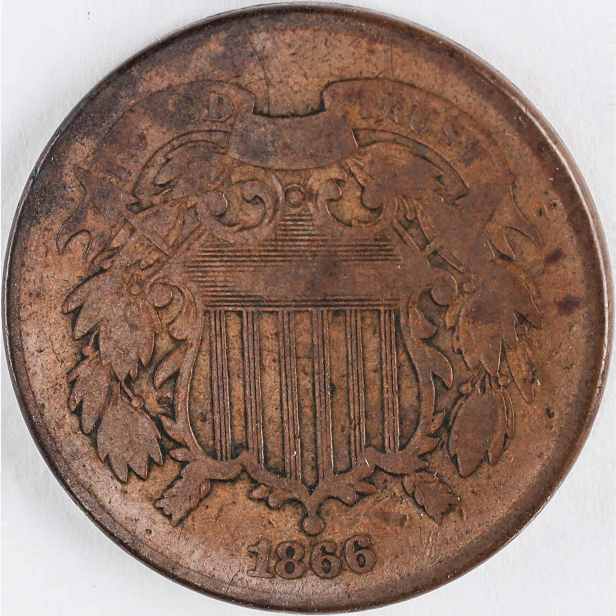 1866 Two Cent Piece G Good 2c Coin SKU:I12389
