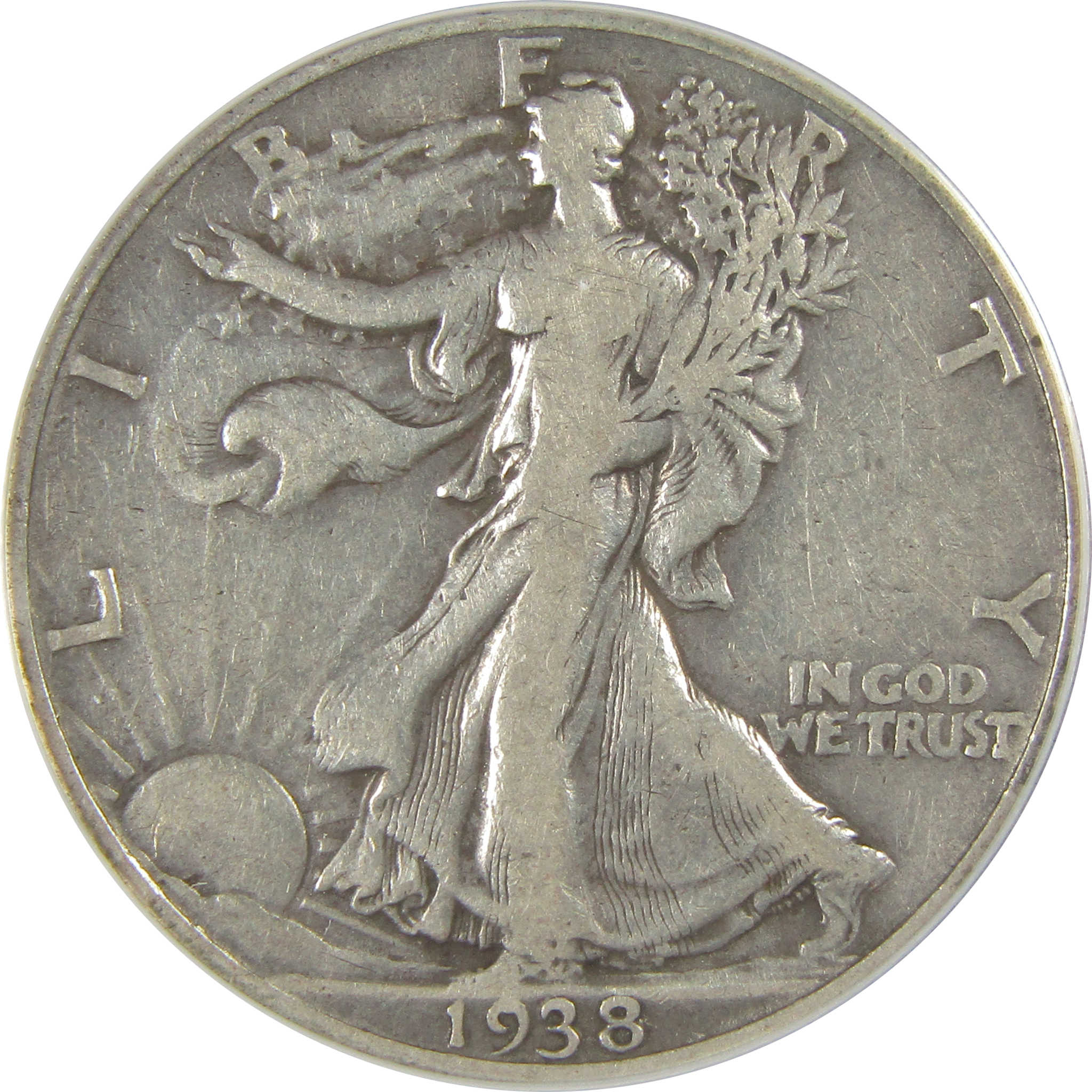 1938 D Liberty Walking Half Dollar VF 20 ANACS Silver SKU:I20853