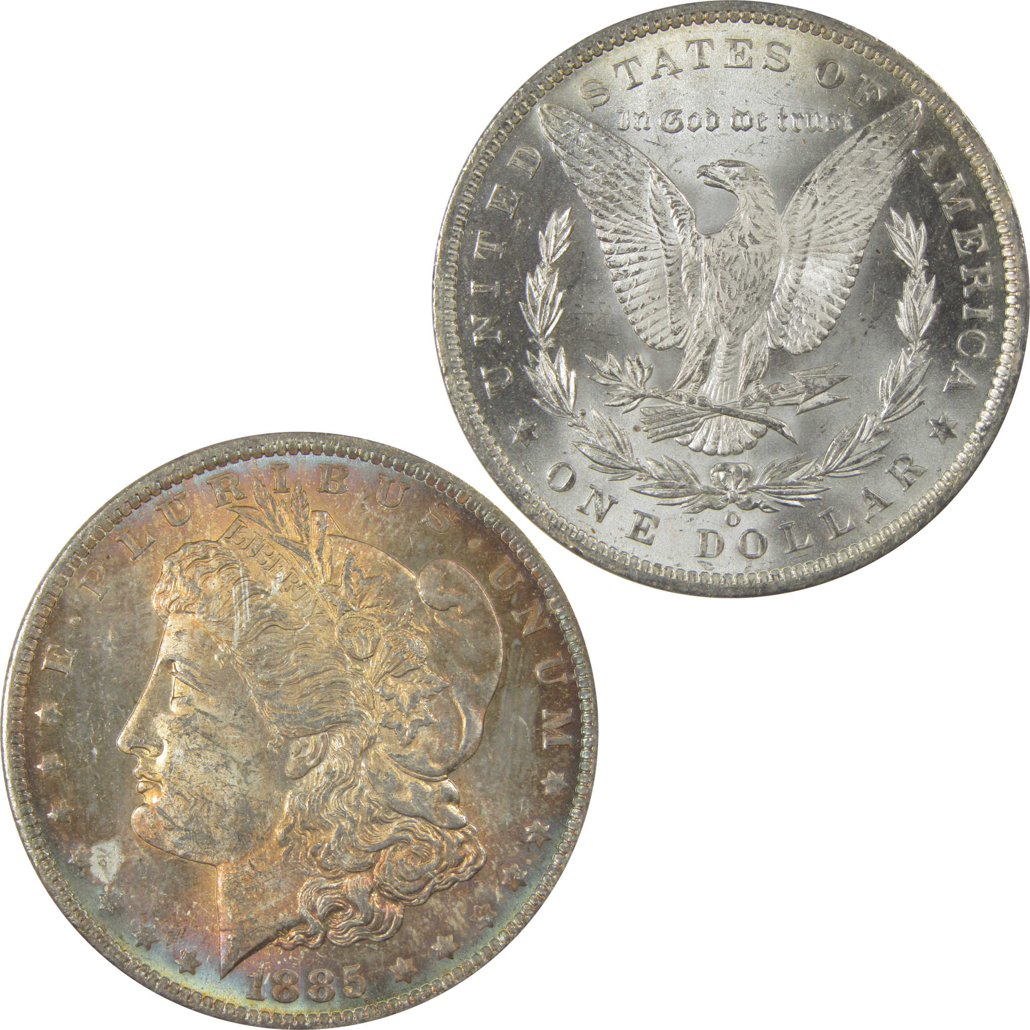 1885 O Morgan Dollar Uncirculated Silver $1 Coin Toned SKU:I22430