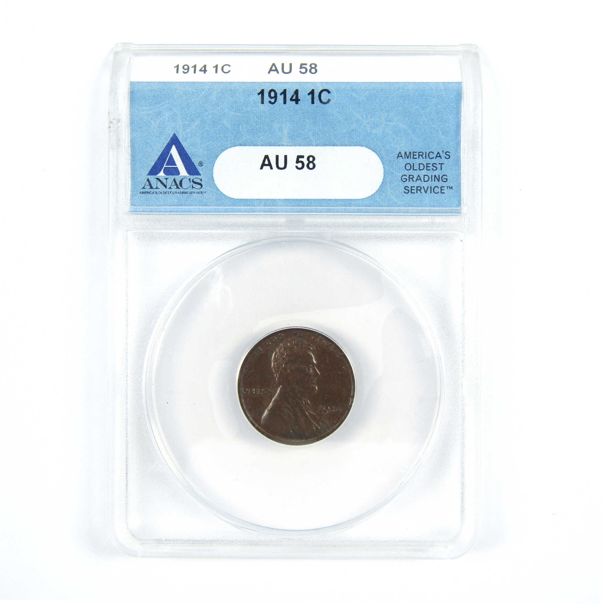 1914 Lincoln Wheat Cent AU 58 ANACS Penny 1c Coin SKU:CPC7390