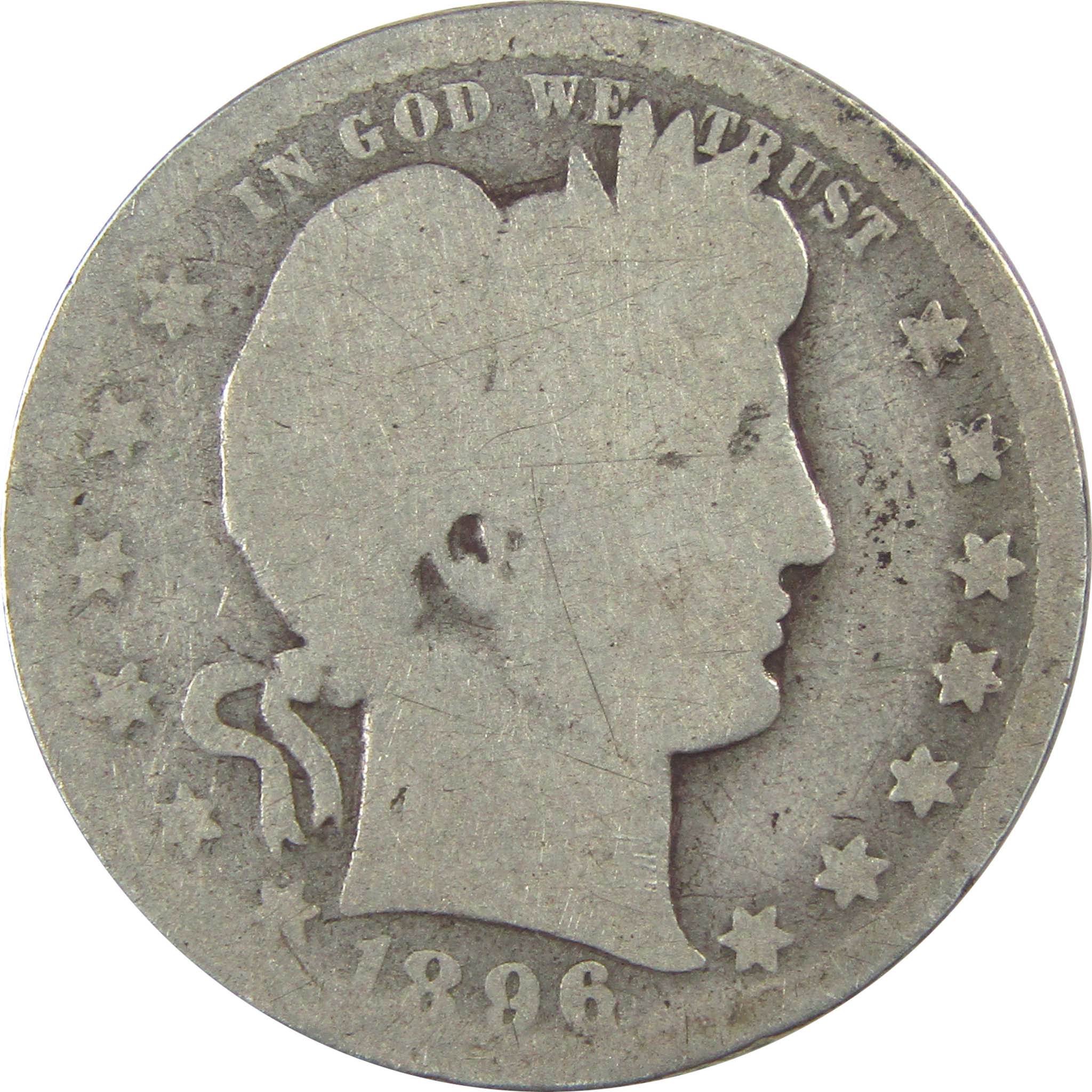 1896 O Barber Quarter AG About Good Silver 25c Coin SKU:I21887