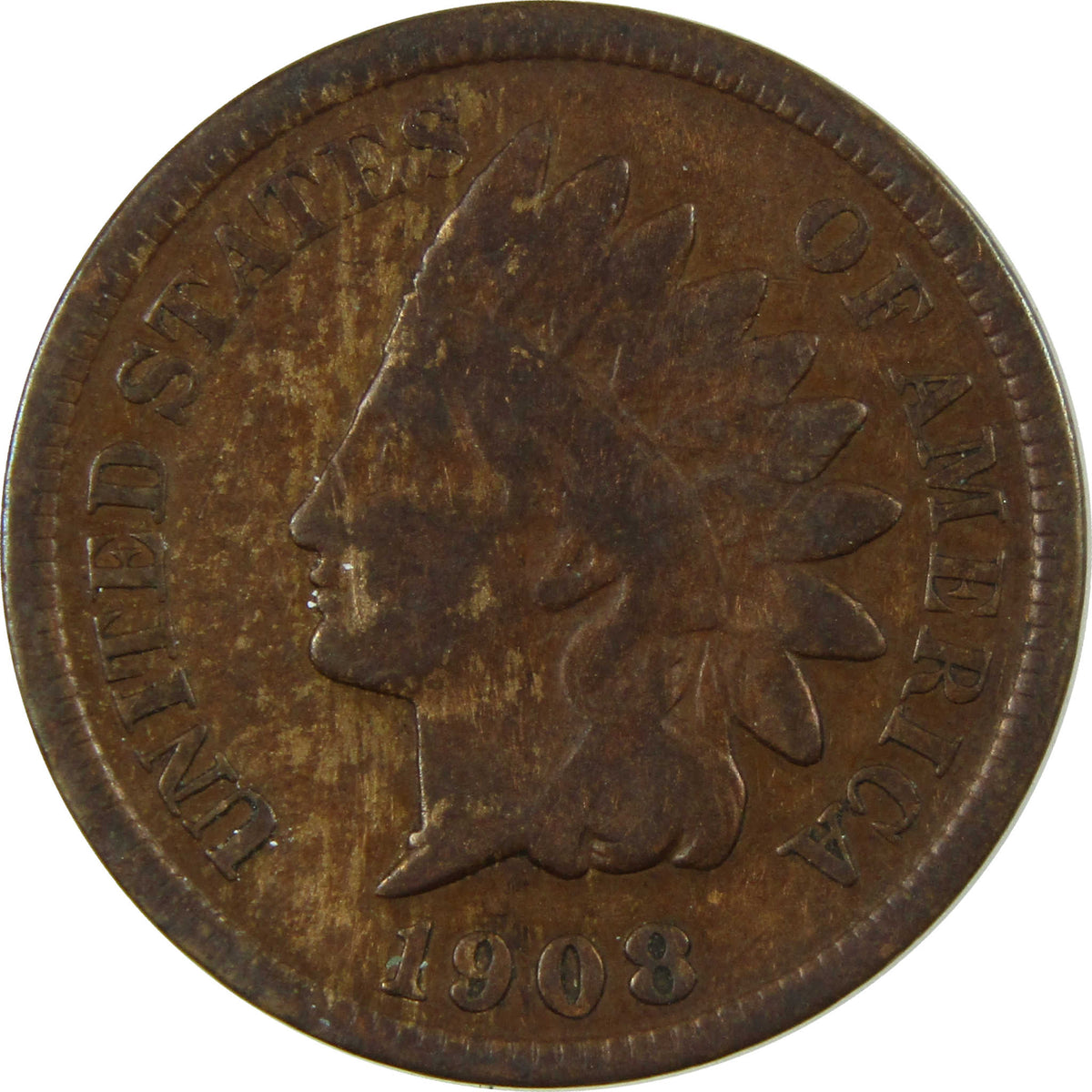 1908 S Indian Head Cent VG Very Good Details Penny 1c Coin SKU:I28620