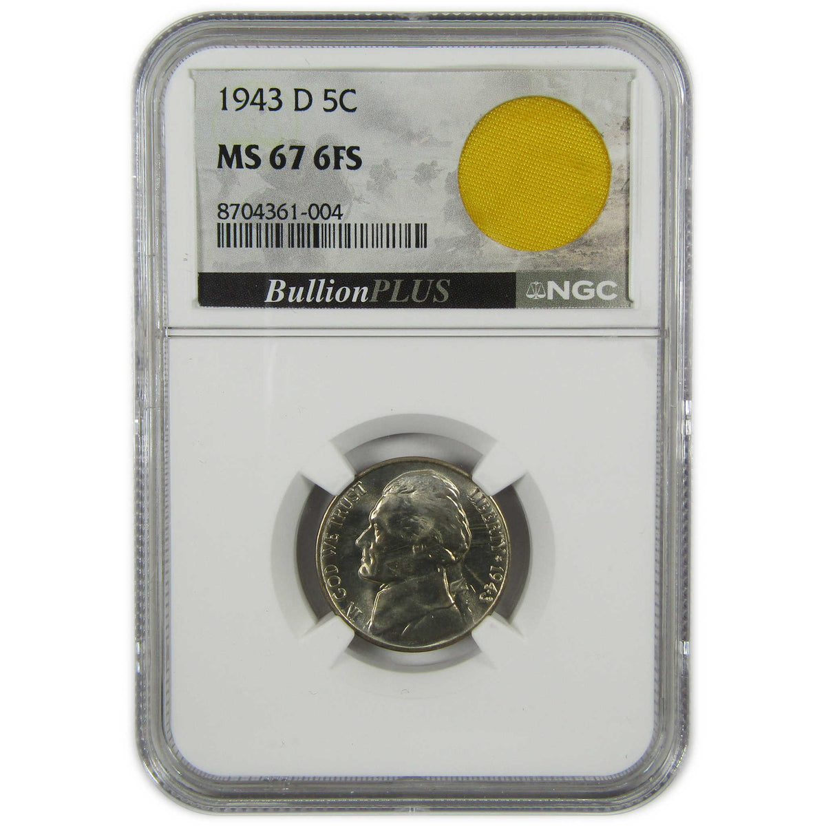 1943 D Jefferson Wartime Silver Nickel MS 67 6FS NGC Coin SKU:I28717