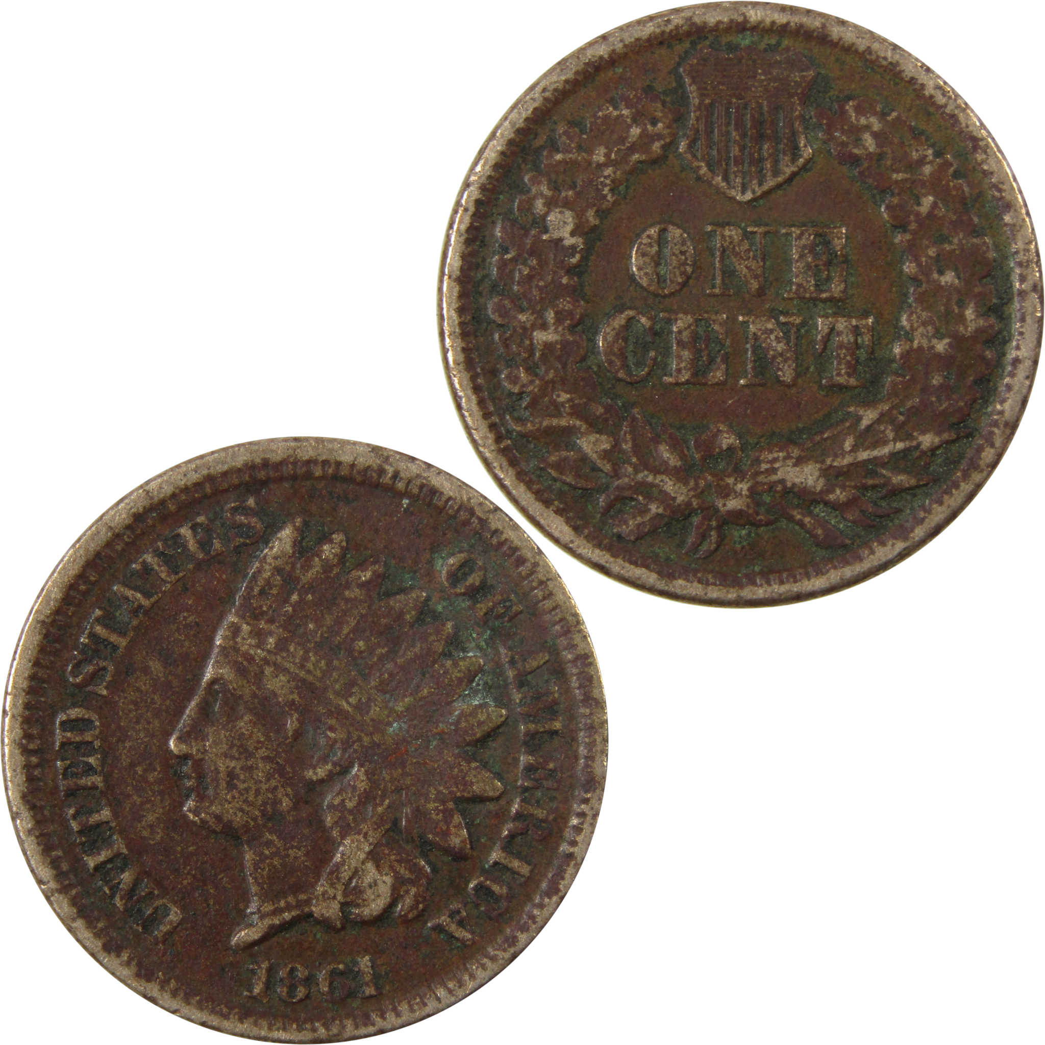 1861 Indian Head Cent F Fine Details Penny 1c Coin SKU:CP1192