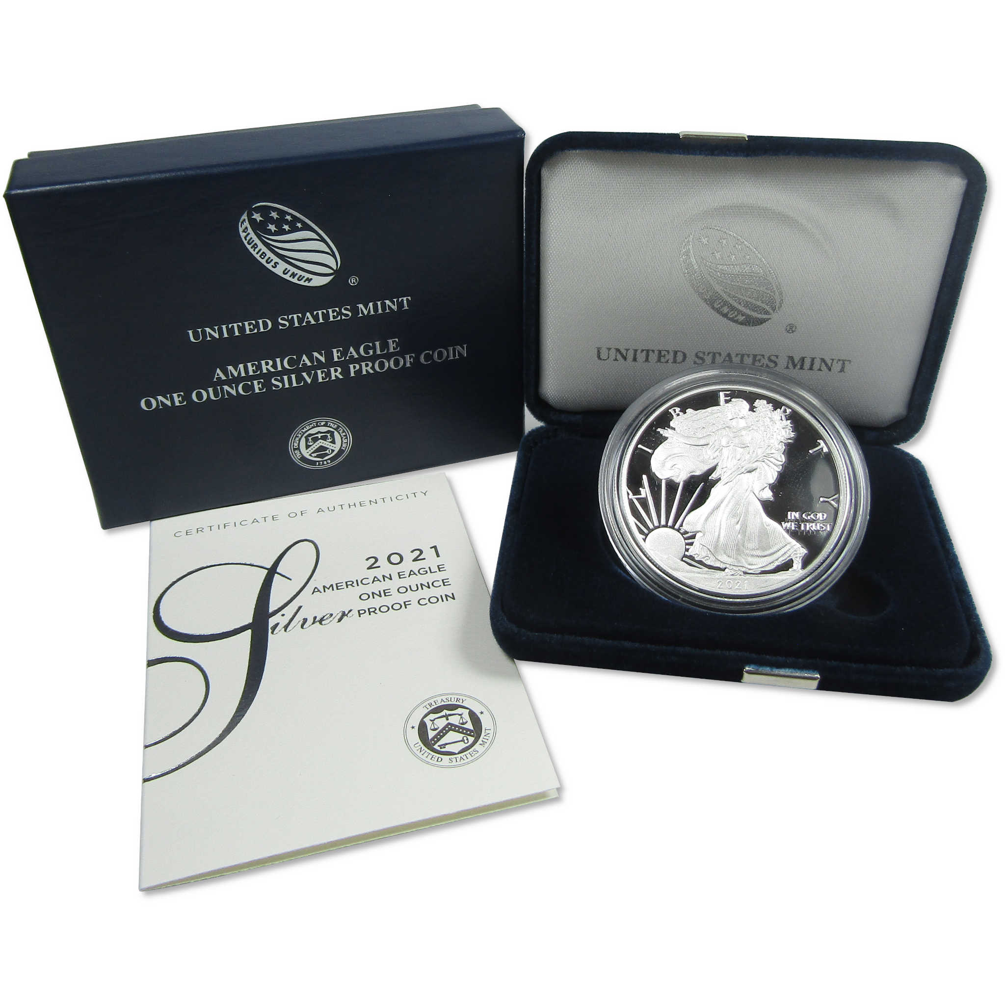 2021 W Type 1 American Eagle Proof 1 oz .999 Silver Bullion $1 OGP COA