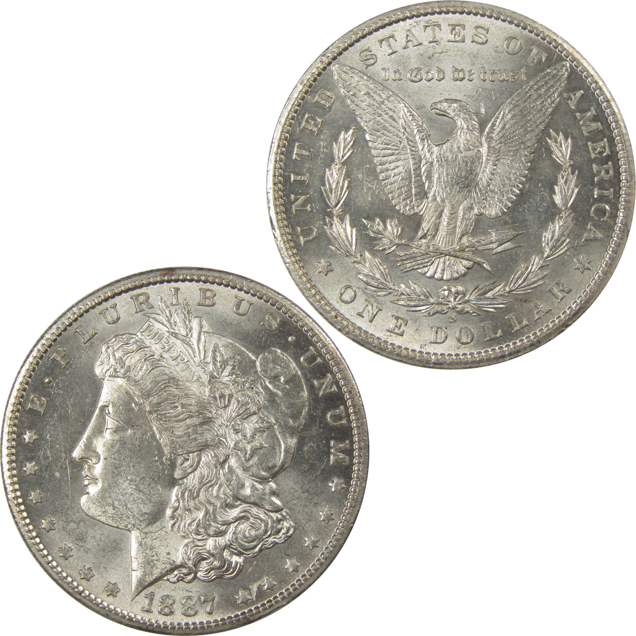 1887 S Morgan Dollar Uncirculated Silver $1 Coin SKU:I21525 - Morgan coin - Morgan silver dollar - Morgan silver dollar for sale - Profile Coins &amp; Collectibles