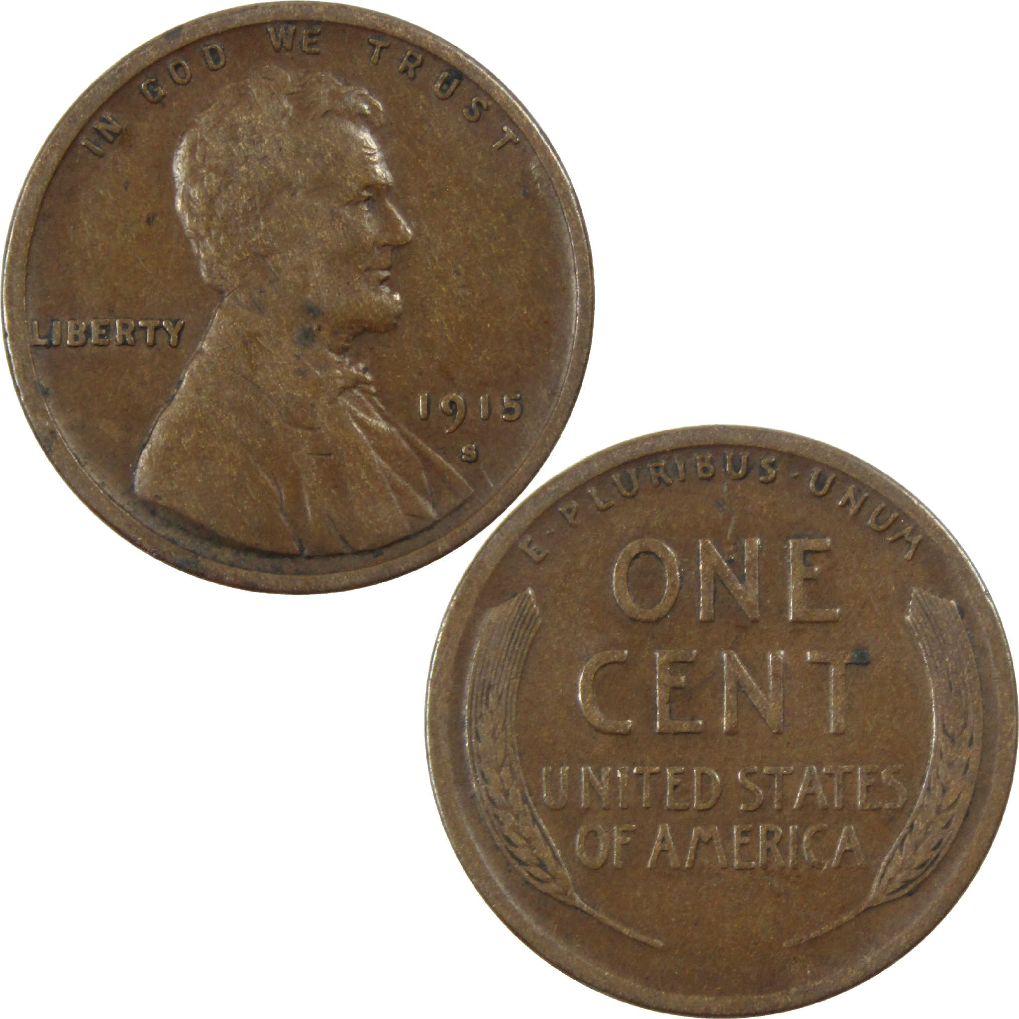 1915 S Lincoln Wheat Cent VF Very Fine Penny 1c Coin SKU:I12180