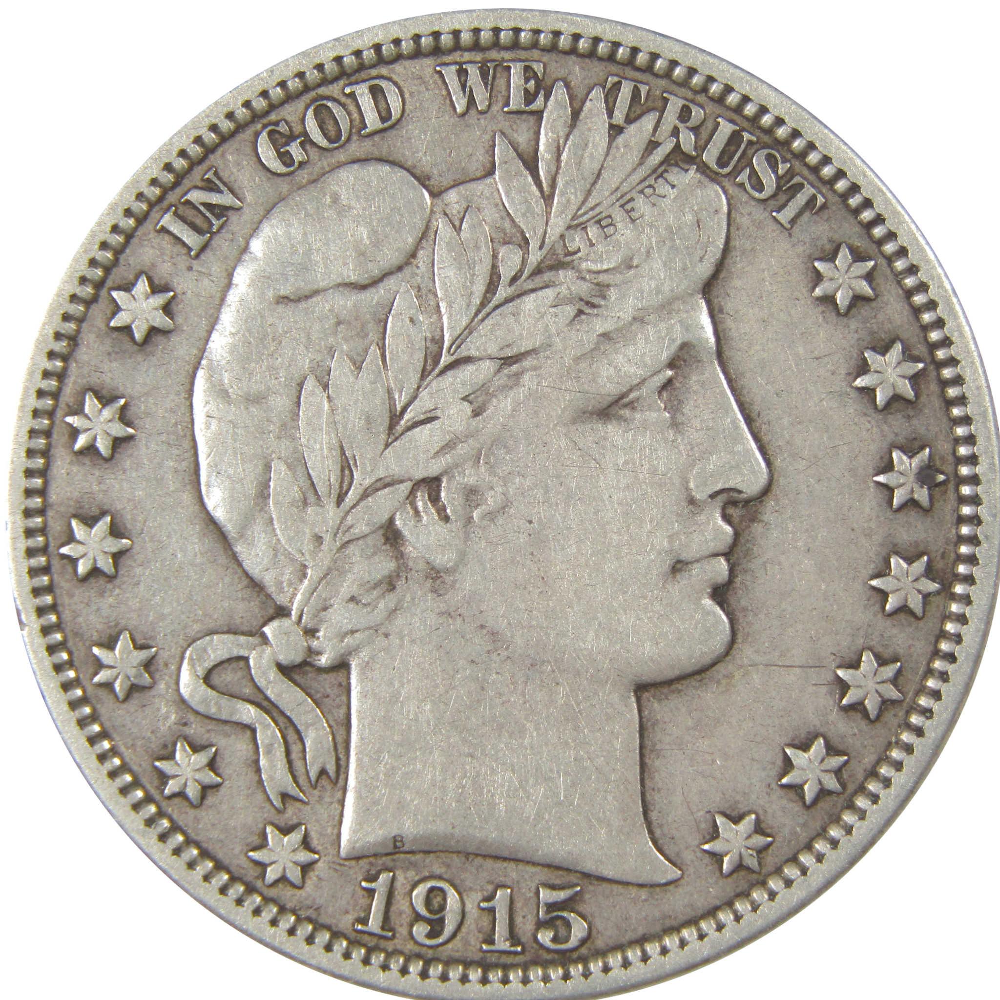 1915 D Barber Silver Half Dollar VF Very Fine 50c Coin SKU:I24220