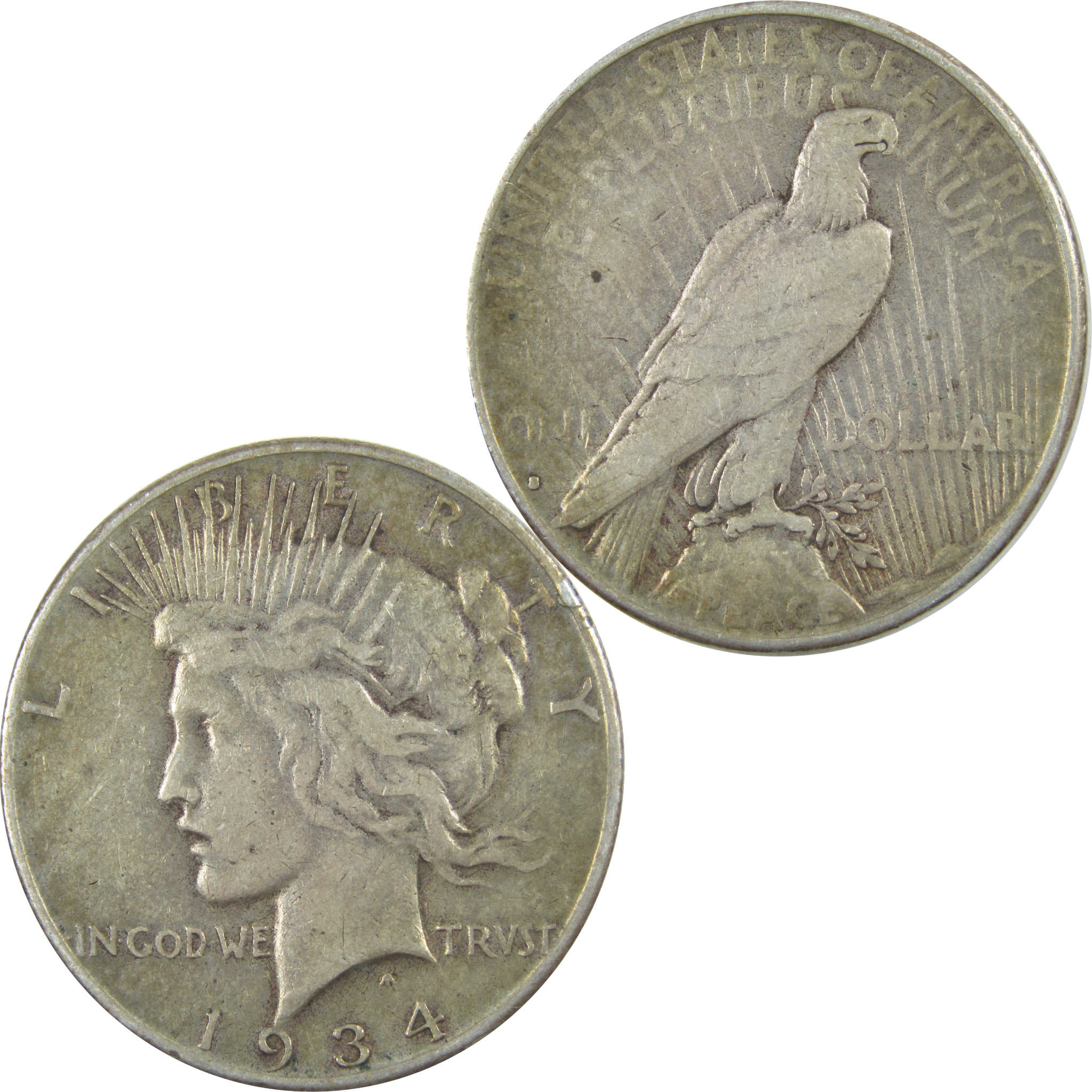 1934 D Peace Dollar VF Very Fine Silver $1 Coin SKU:I15468