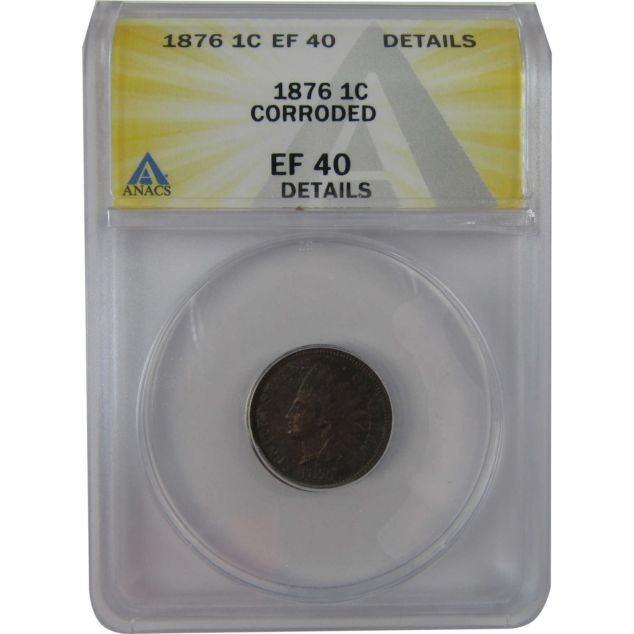 1876 Indian Head Cent EF 40 Details ANACS Penny 1c Coin SKU:CPC1190