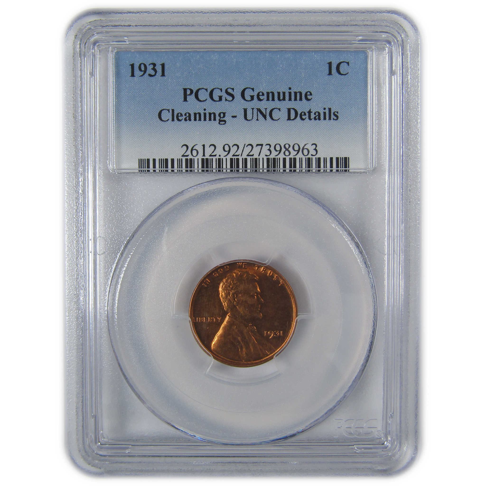 1931 Lincoln Wheat Cent Uncirculated Details PCGS Penny SKU:CP48