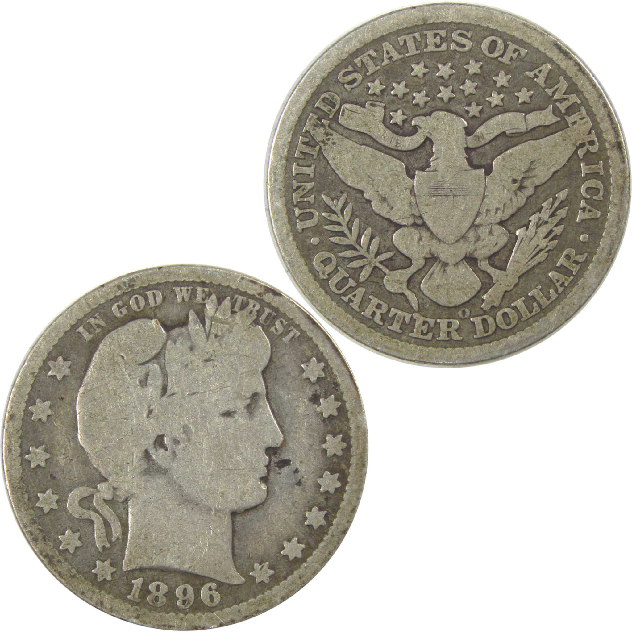 1896 O Barber Quarter G Good Silver 25c Coin SKU:I21863