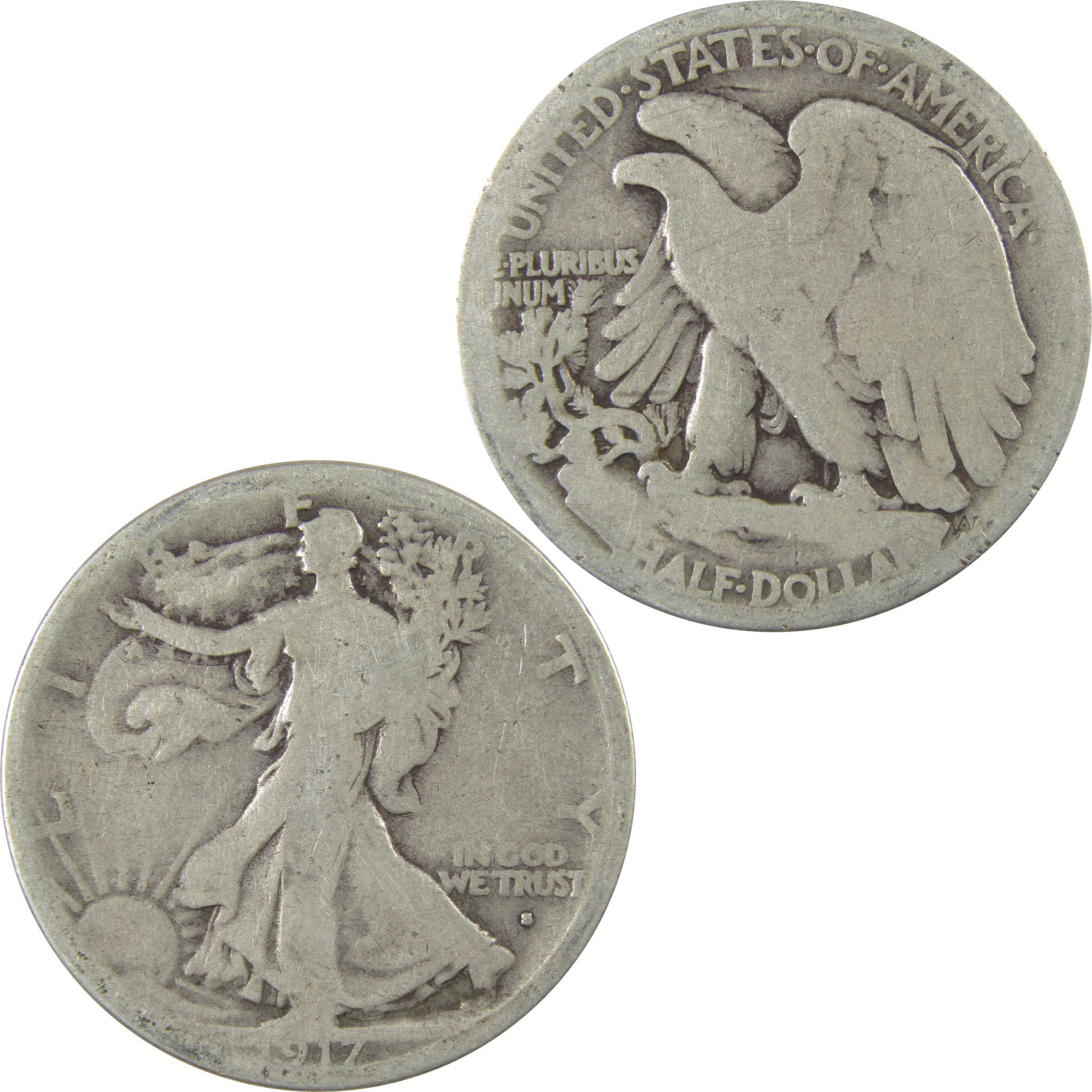 1917 S Obverse Liberty Walking Silver 50c AG About Good SKU:I24142