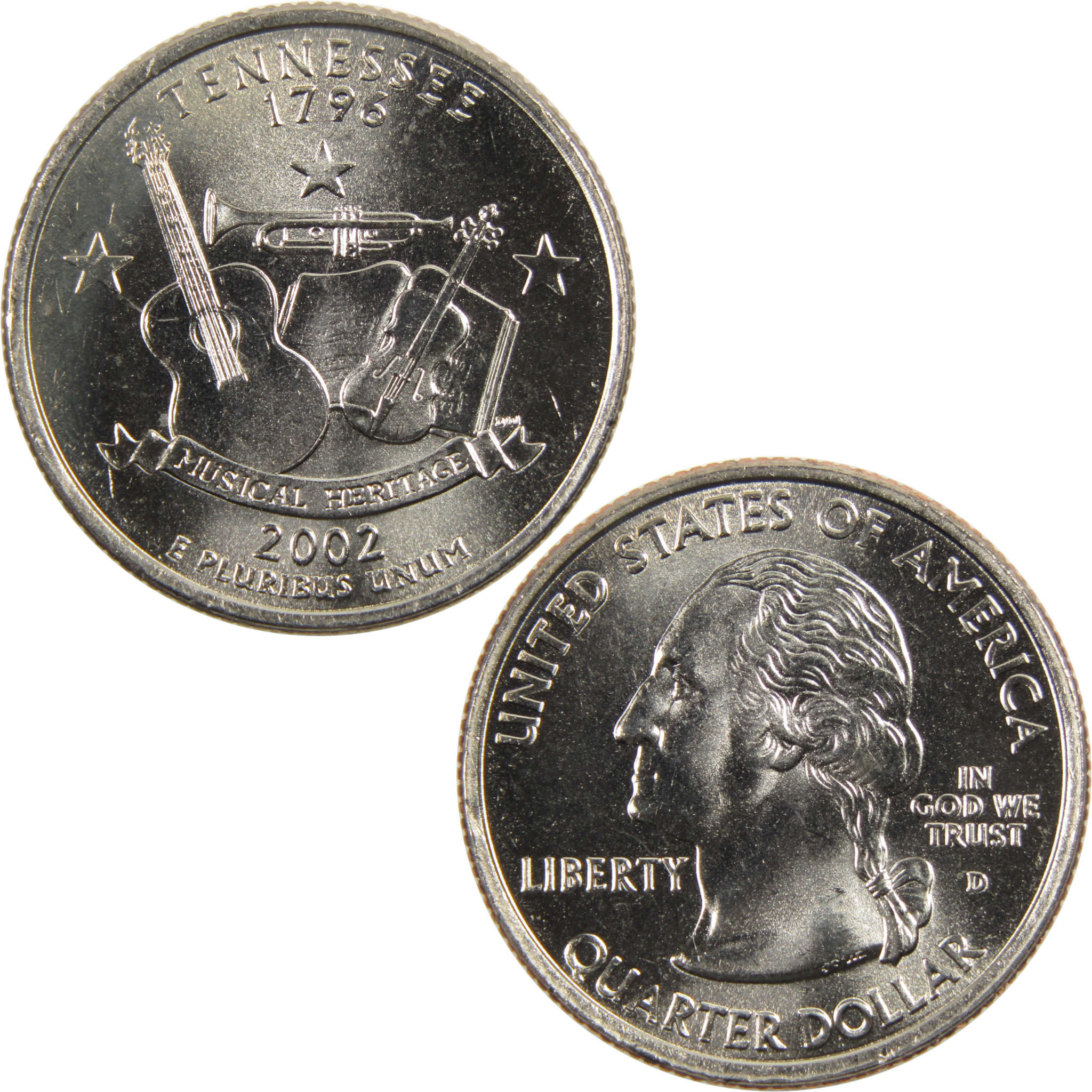 2002 D Tennessee State Quarter BU Uncirculated Clad 25c Coin