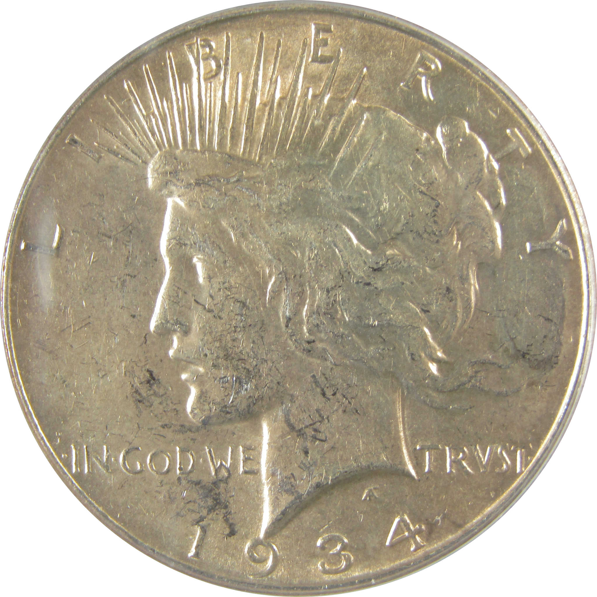 1934 D Peace Dollar AU 53 Details ANACS Silver $1 Coin SKU:I21596