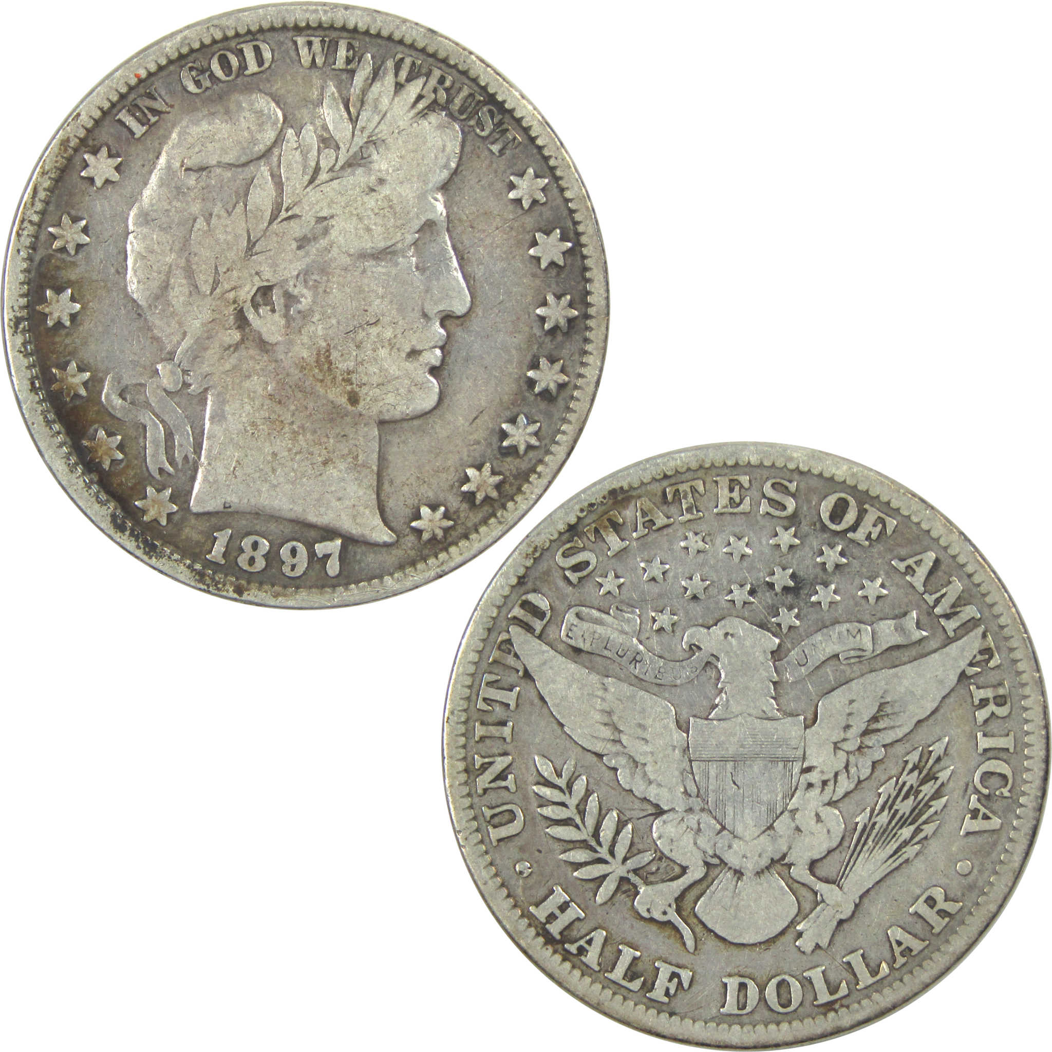 1897 Barber Half Dollar VG Very Good Silver 50c Coin SKU:I15568