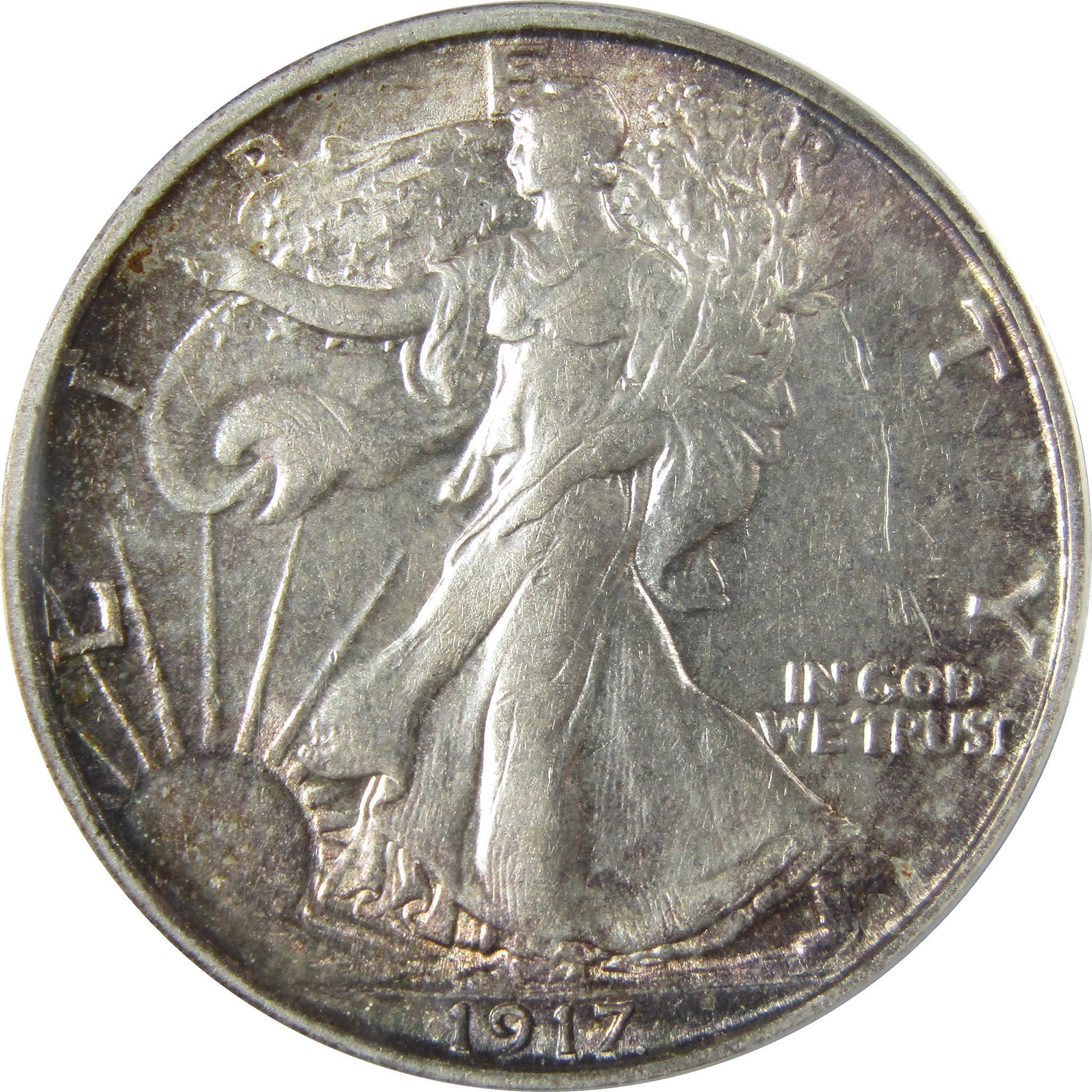 1917 S Reverse Liberty Walking 50c AU 55 Details ANACS SKU:I27998