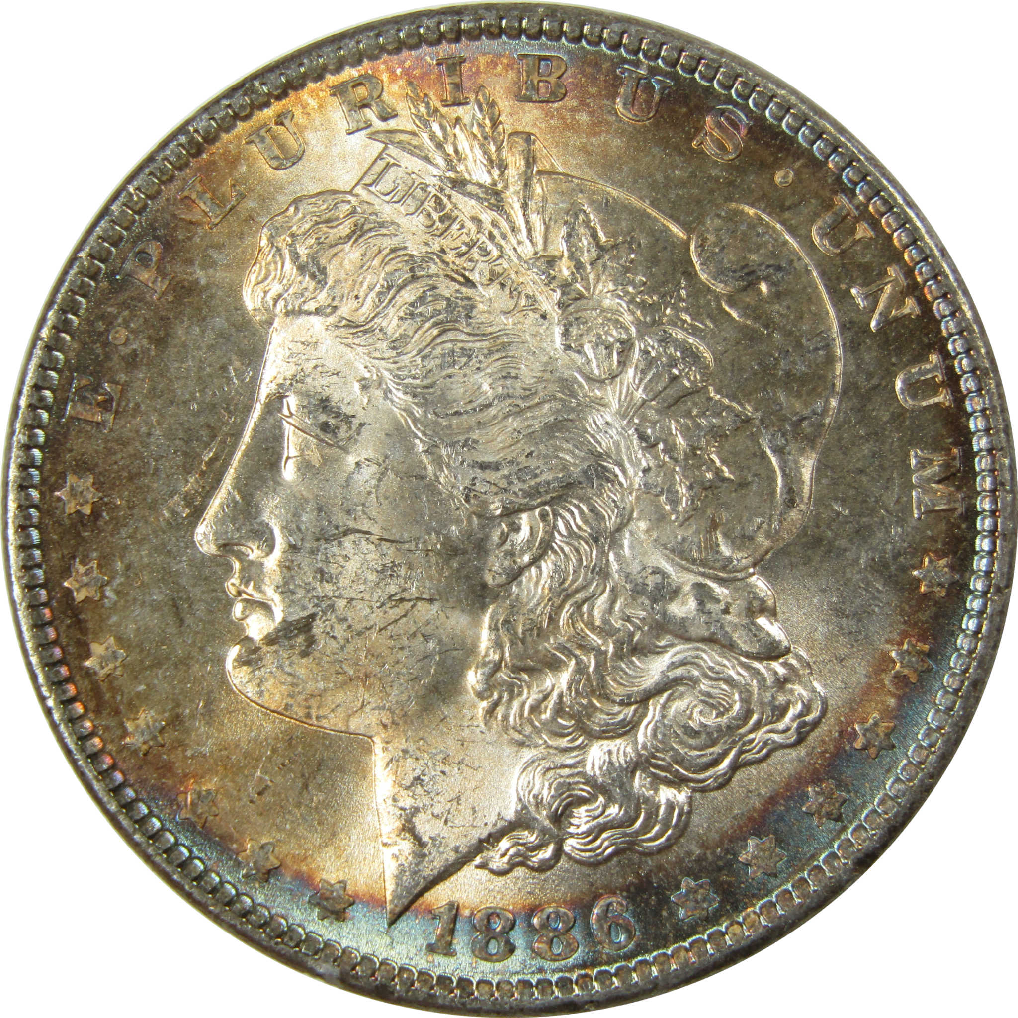 1886 Morgan Silver Dollar Uncirculated Mint State Toned SKU:I25887
