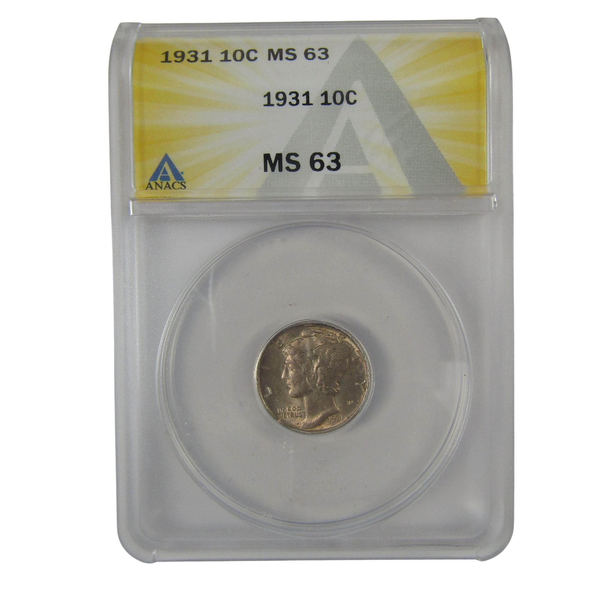 1931 Mercury Dime MS 63 ANACS Silver Uncirculated 10c Coin SKU:I23023