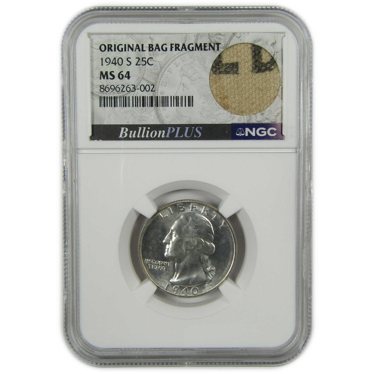 1940 S Washington Silver 25c MS 64 NGC Bag Fragment SKU:I28700