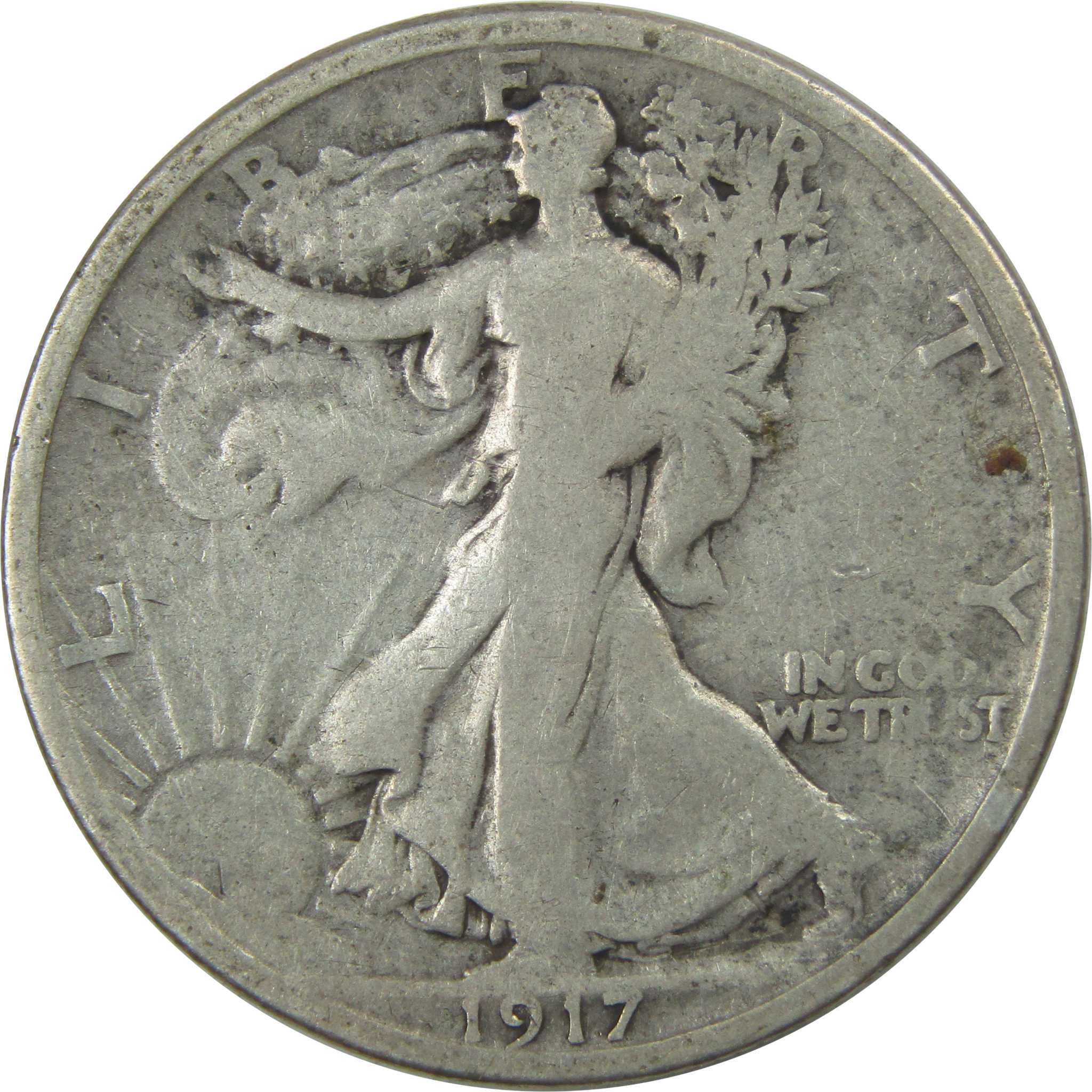 1917 S Reverse Liberty Walking Half Dollar VG Very Good SKU:I15265