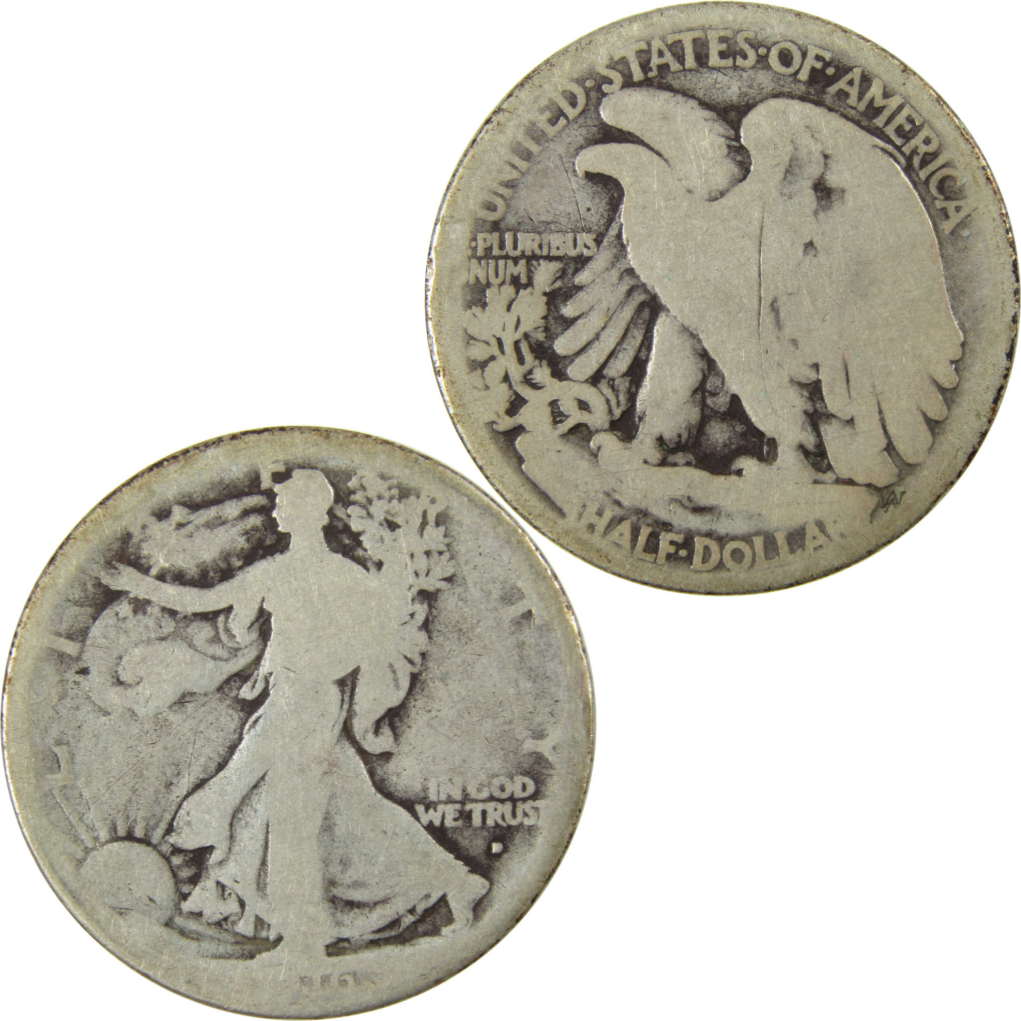 1916 D Liberty Walking Silver Half Dollar AG About Good SKU:I26019