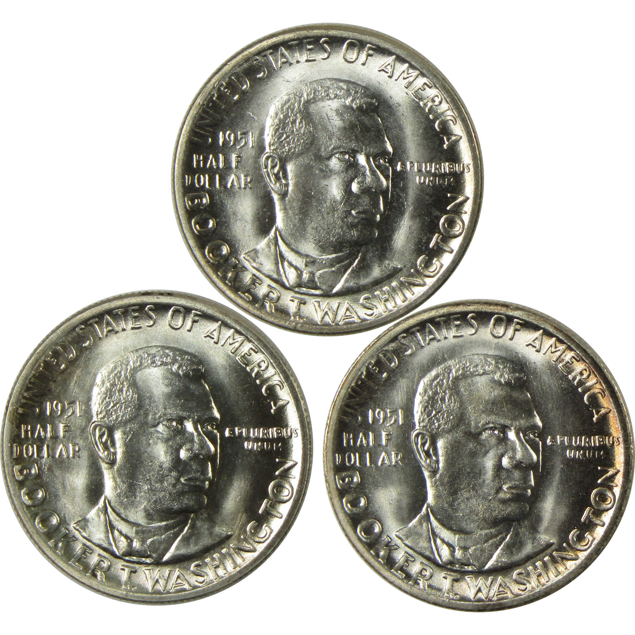 1951 PDS Booker T Washington 50c 3 Coin All-Mint Set Very Choice Unc