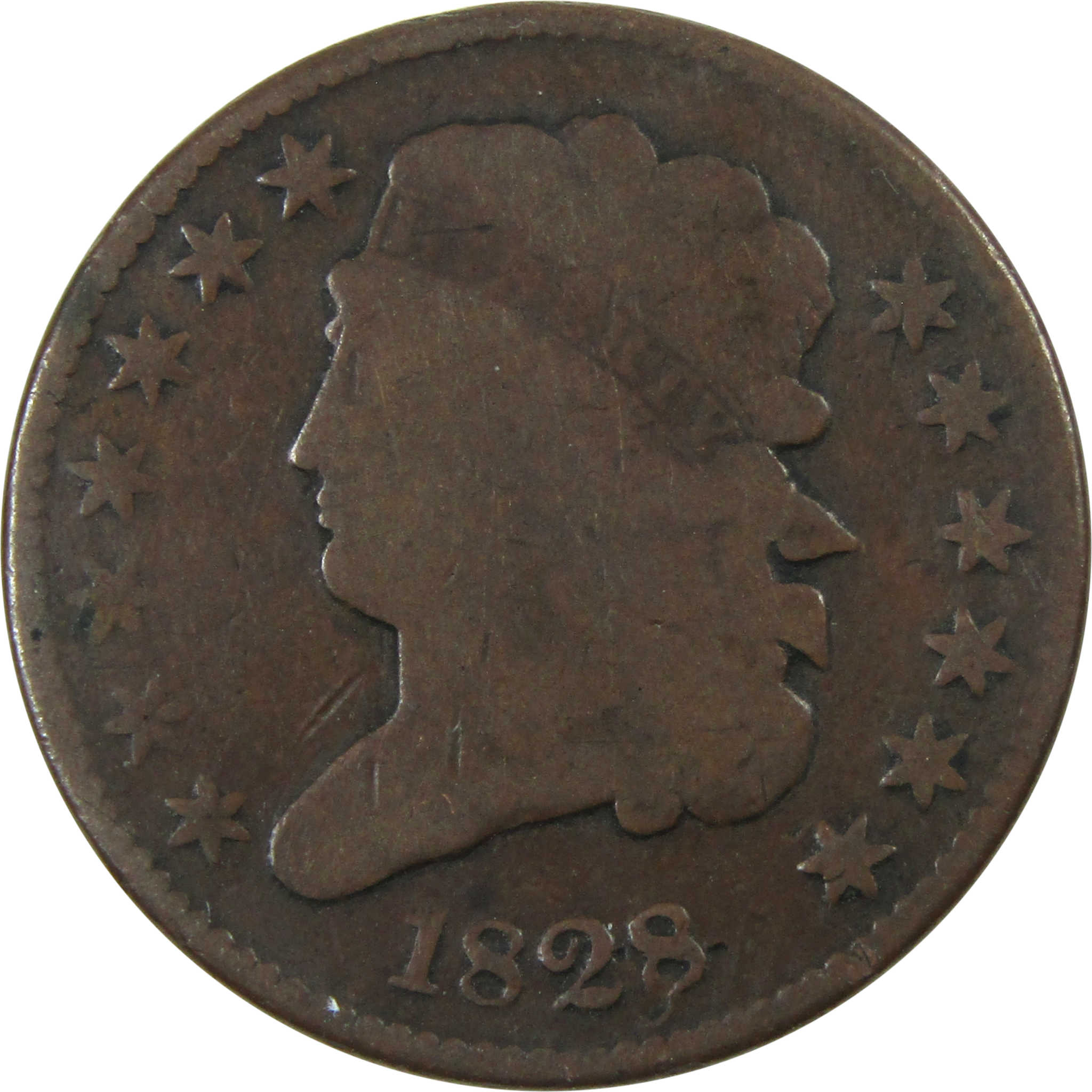 1828 13 Stars Classic Head Half Cent G Good Copper 1/2c SKU:I13823