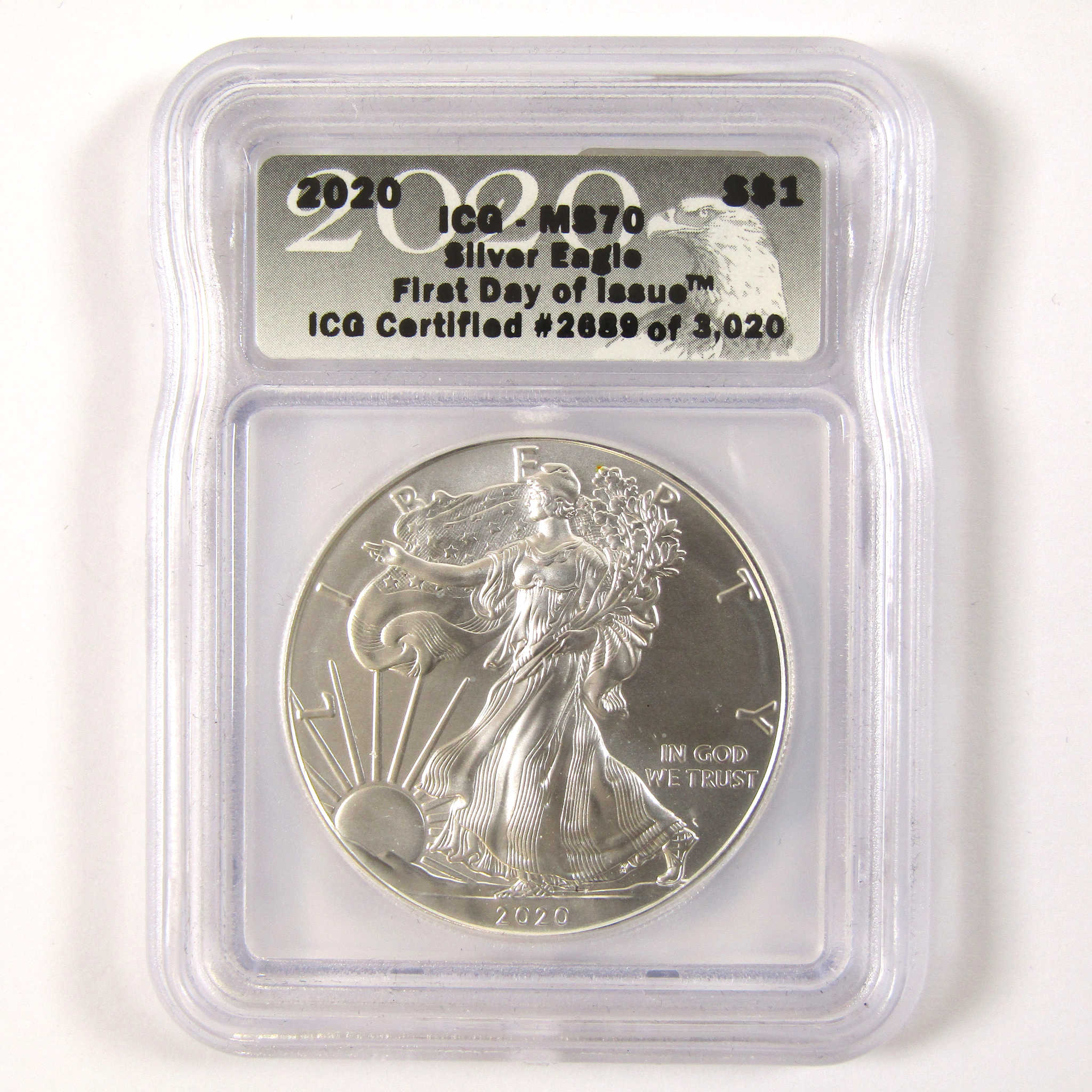 2020 American Silver Eagle MS 70 ICG $1 Coin First Day SKU:CPC3501