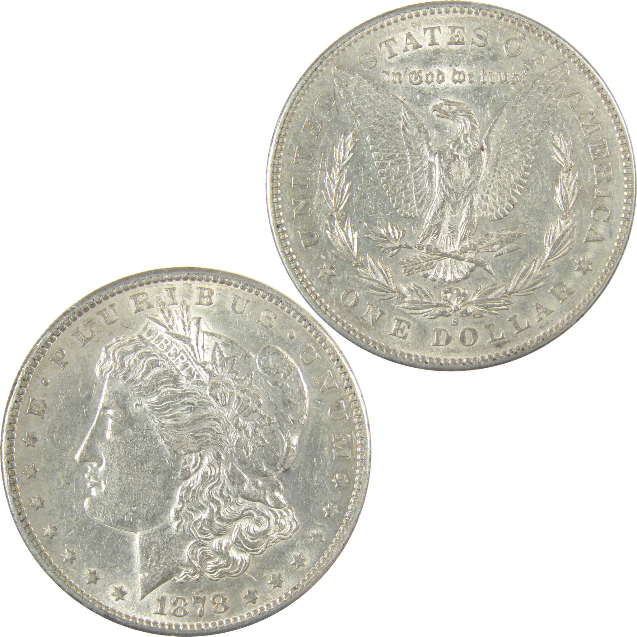 1878 S Morgan Dollar AU About Uncirculated Silver $1 Coin SKU:I19869 - Morgan coin - Morgan silver dollar - Morgan silver dollar for sale - Profile Coins &amp; Collectibles