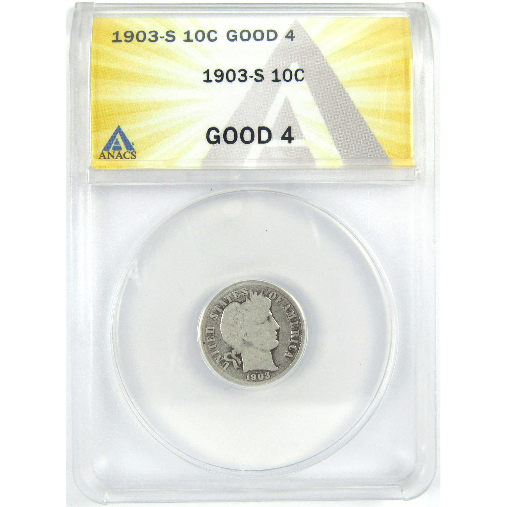 1903 S Barber Dime G 4 ANACS Silver 10c Coin SKU:I16304