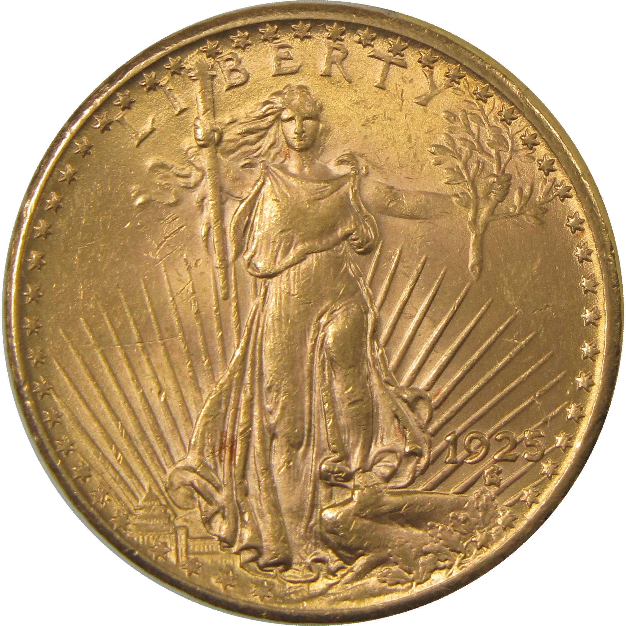 1925 Saint-Gaudens Gold Double Eagle AU About Uncirculated $20 Coin