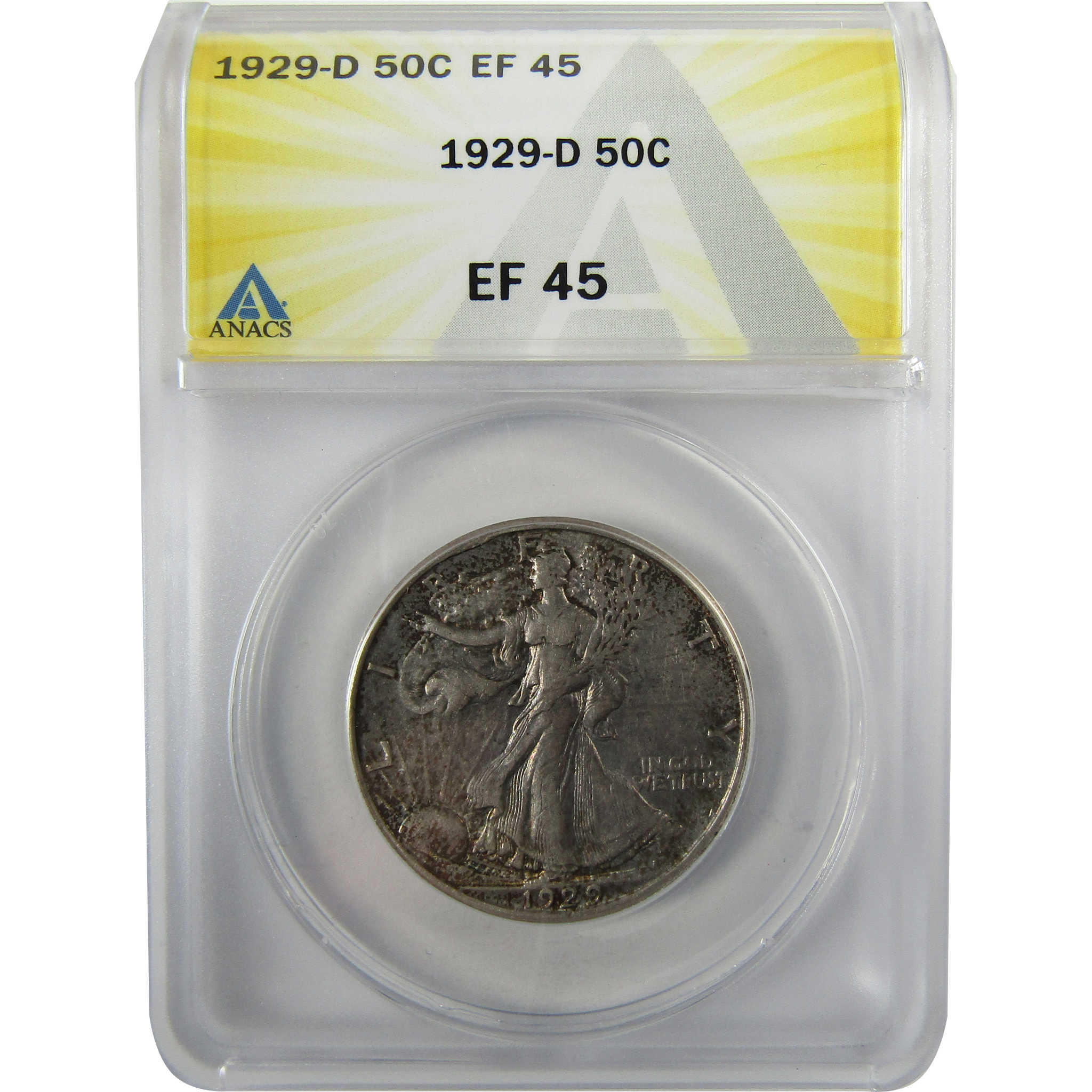 1929 D Liberty Walking Silver Half Dollar EF 45 ANACS SKU:I28036