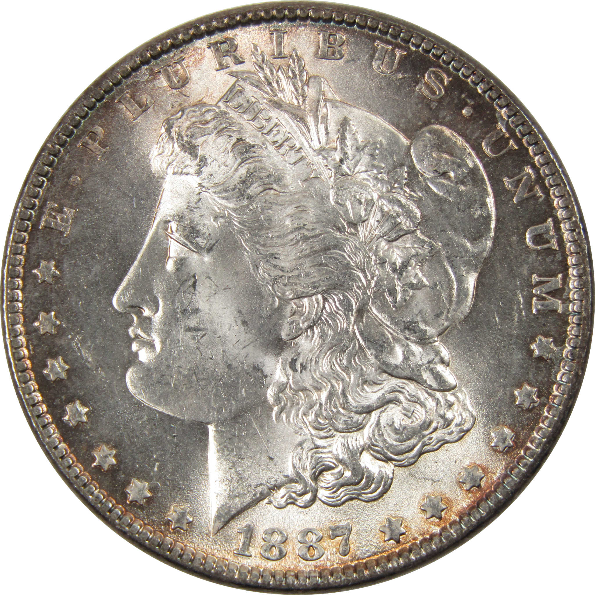 1887 Morgan Dollar BU Uncirculated 90% Silver $1 Coin Toned SKU:I6181