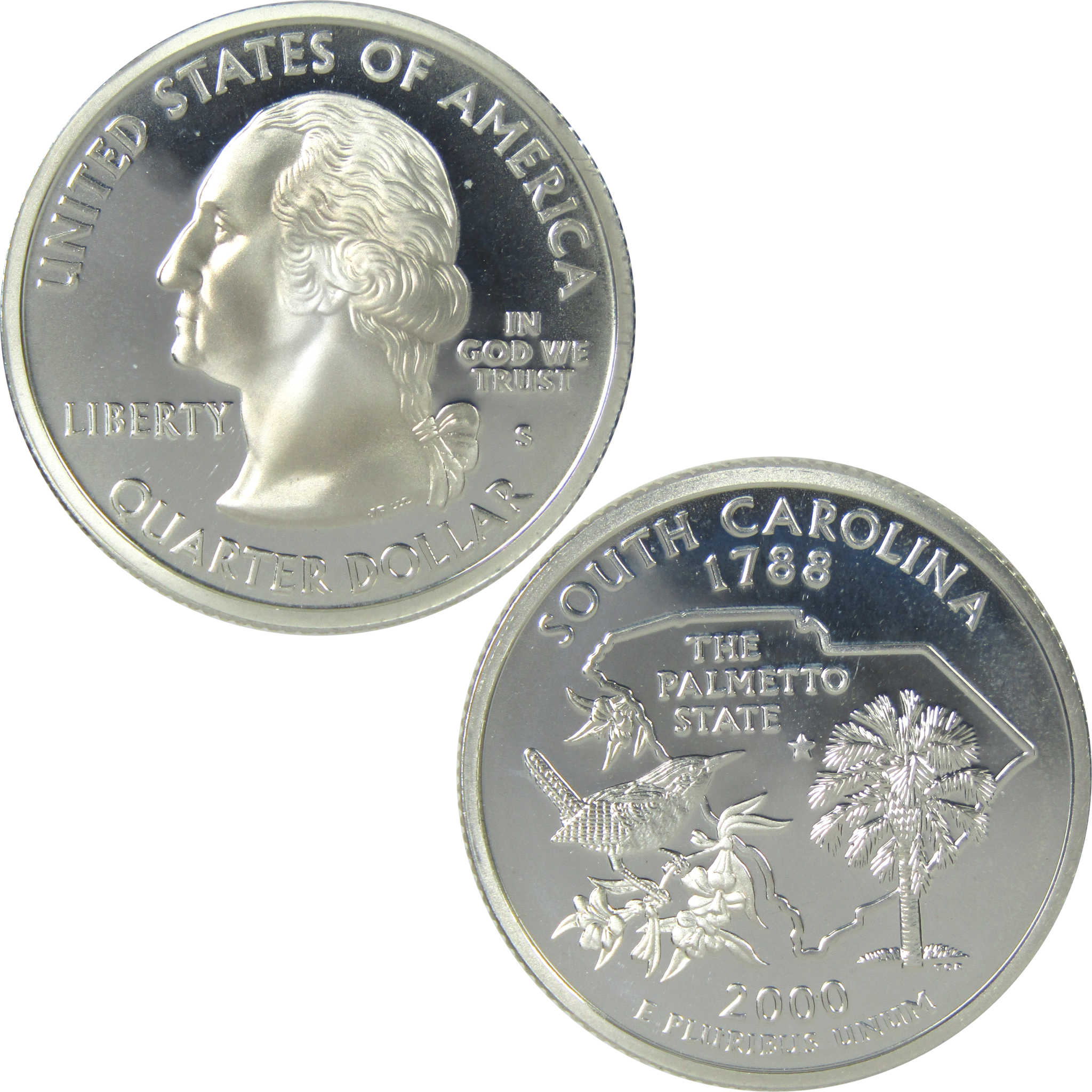 2000 S South Carolina State Quarter Choice Proof Silver 25c Coin