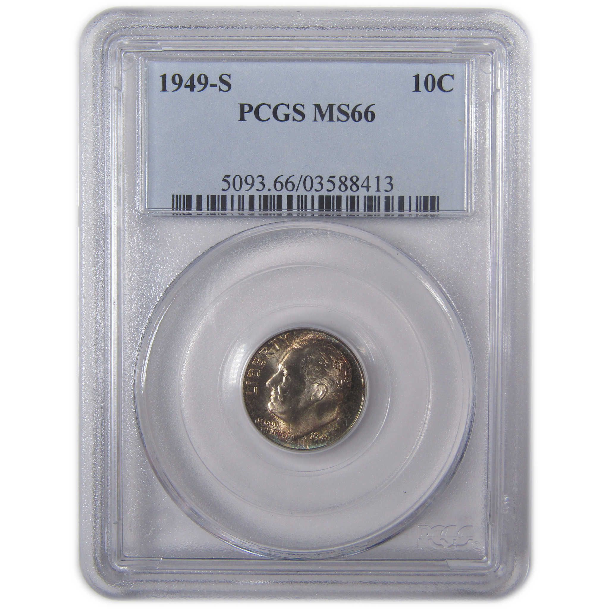 1949 S Roosevelt Dime MS 66 PCGS Silver Uncirculated Toned SKU:CPC9889