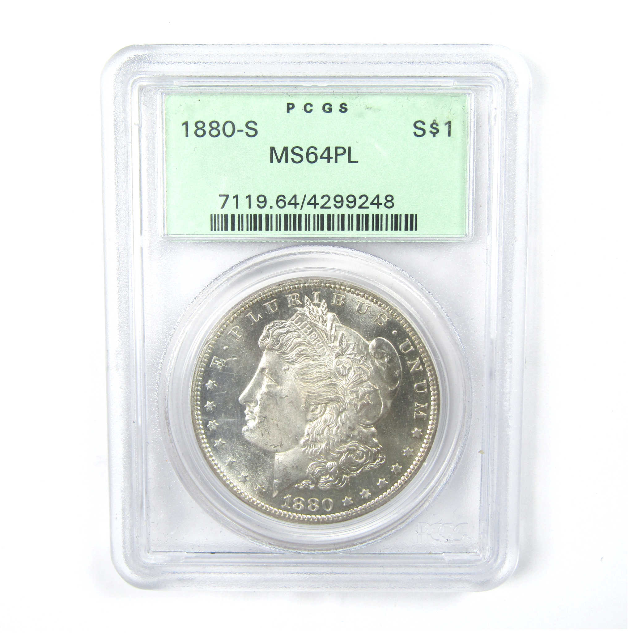 1880 S Morgan Dollar MS 64 PCGS Silver $1 Proof-Like Coin SKU:CPC7164 - Morgan coin - Morgan silver dollar - Morgan silver dollar for sale - Profile Coins &amp; Collectibles