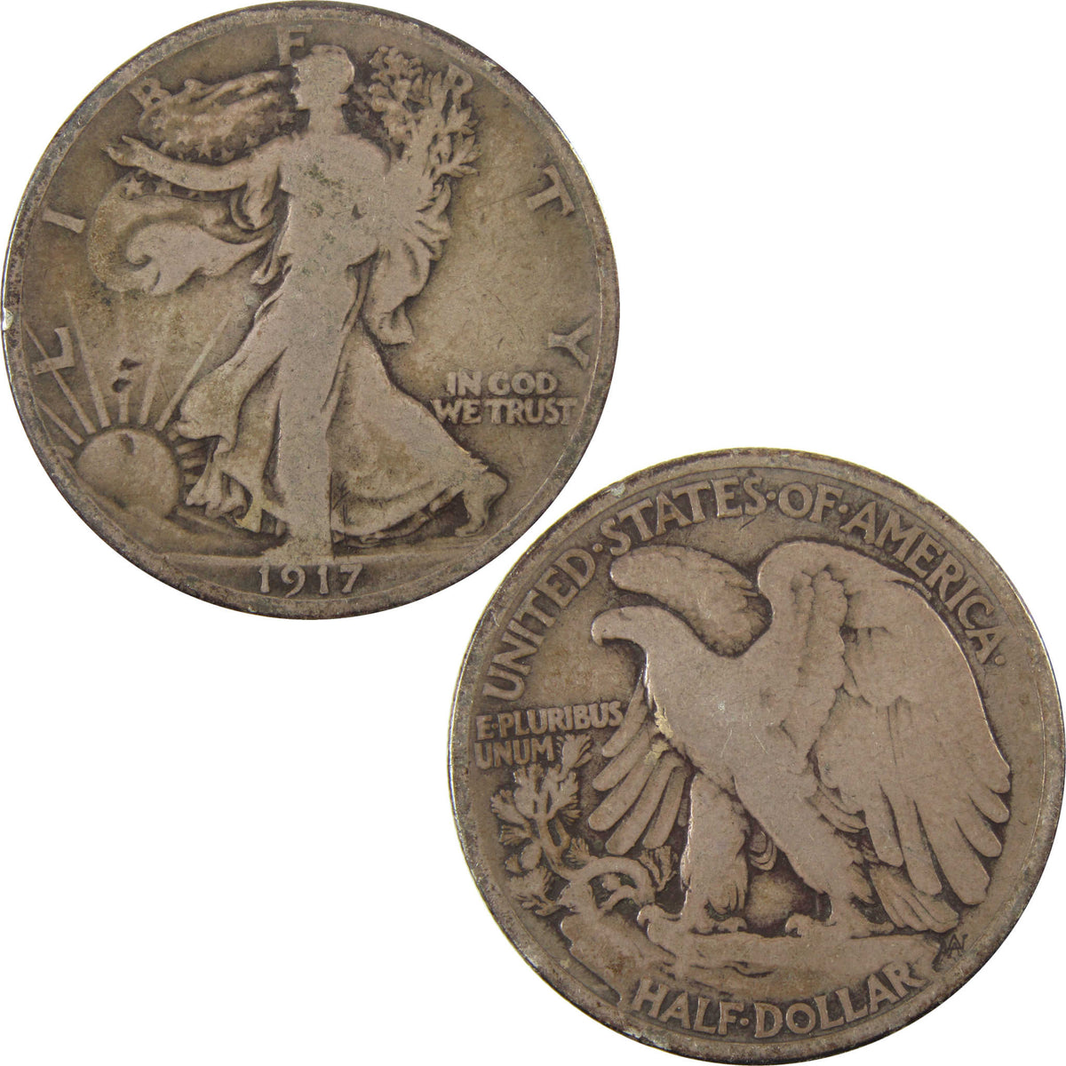 1917 Liberty Walking Silver Half Dollar VG Very Good Coin SKU:I29030