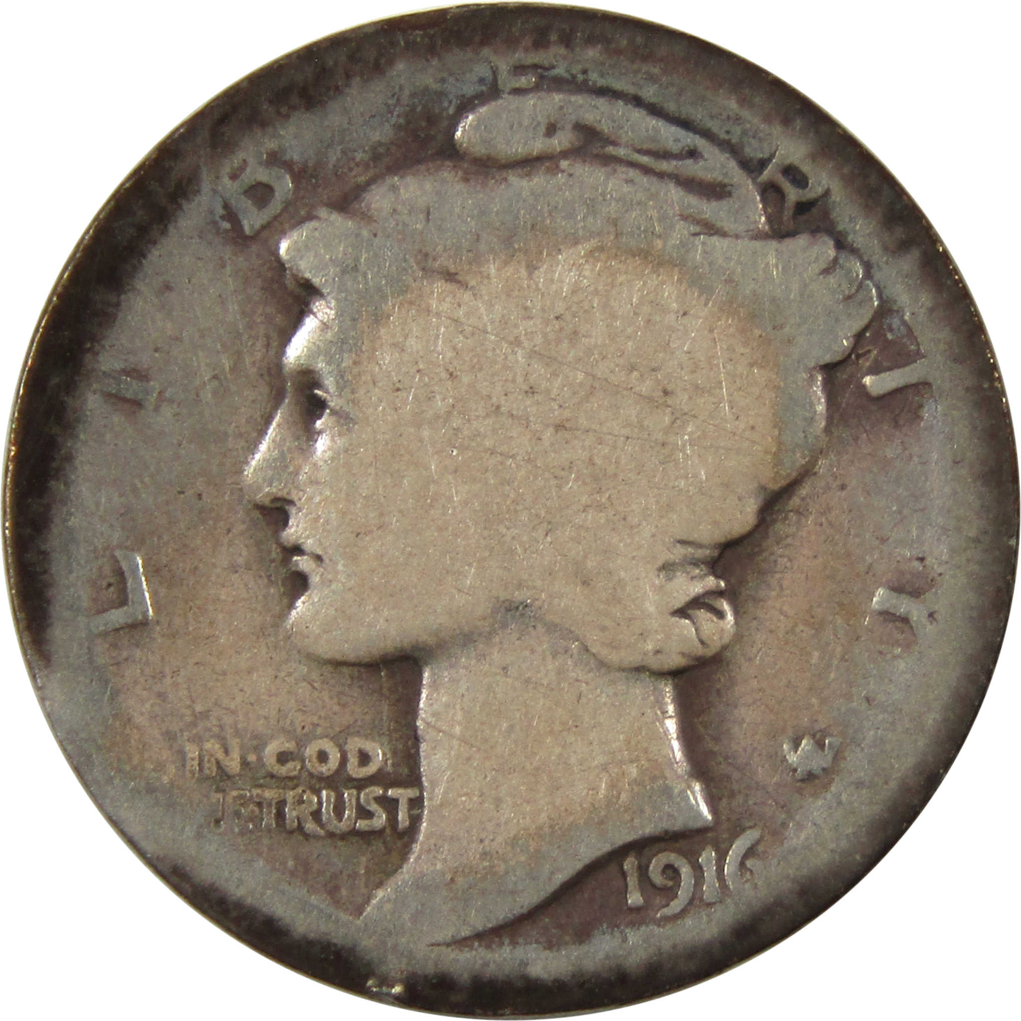 1916 D Mercury Dime FR Fair Silver 10c Coin SKU:I11778