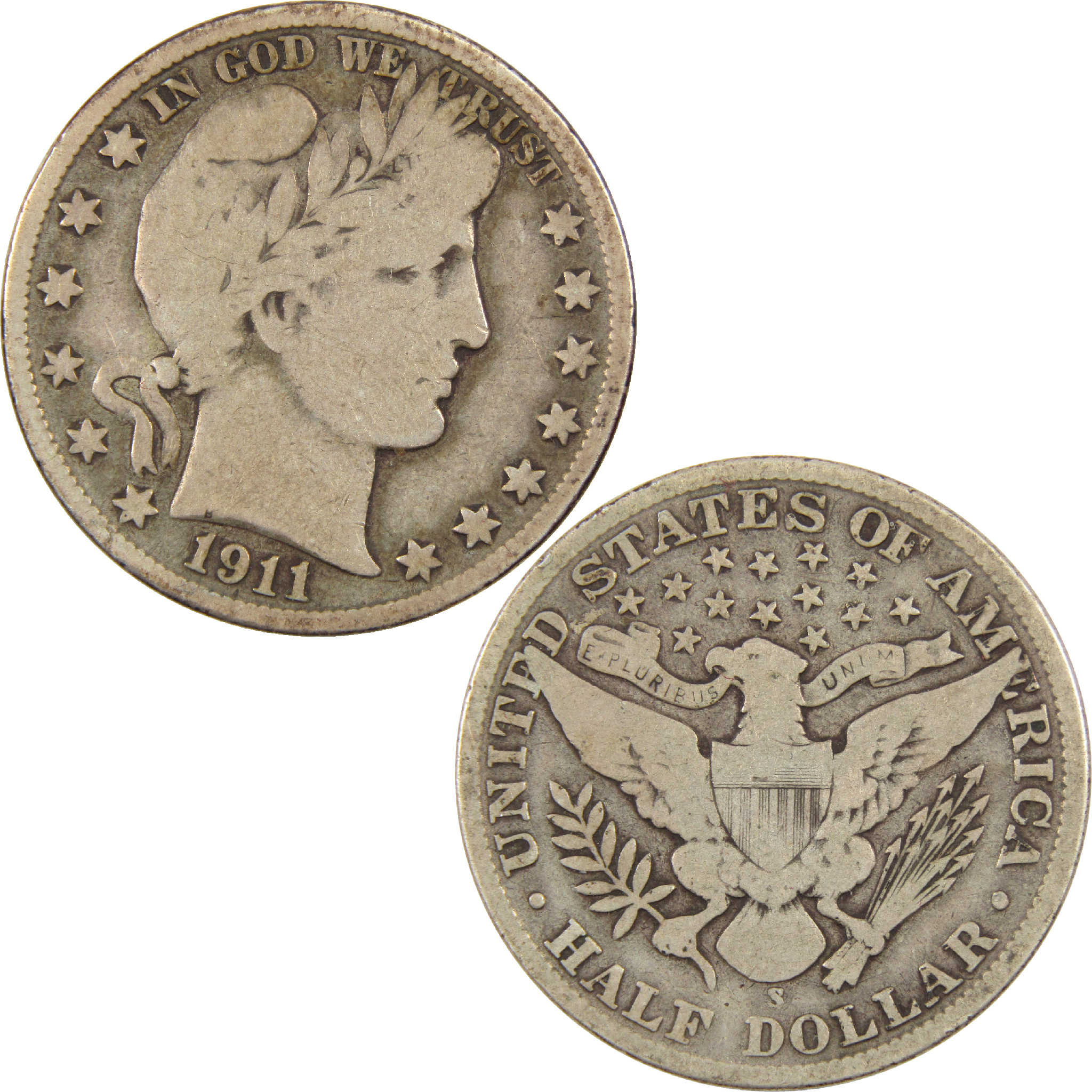 1911 S Barber Half Dollar VG Very Good Silver 50c Coin SKU:I11453