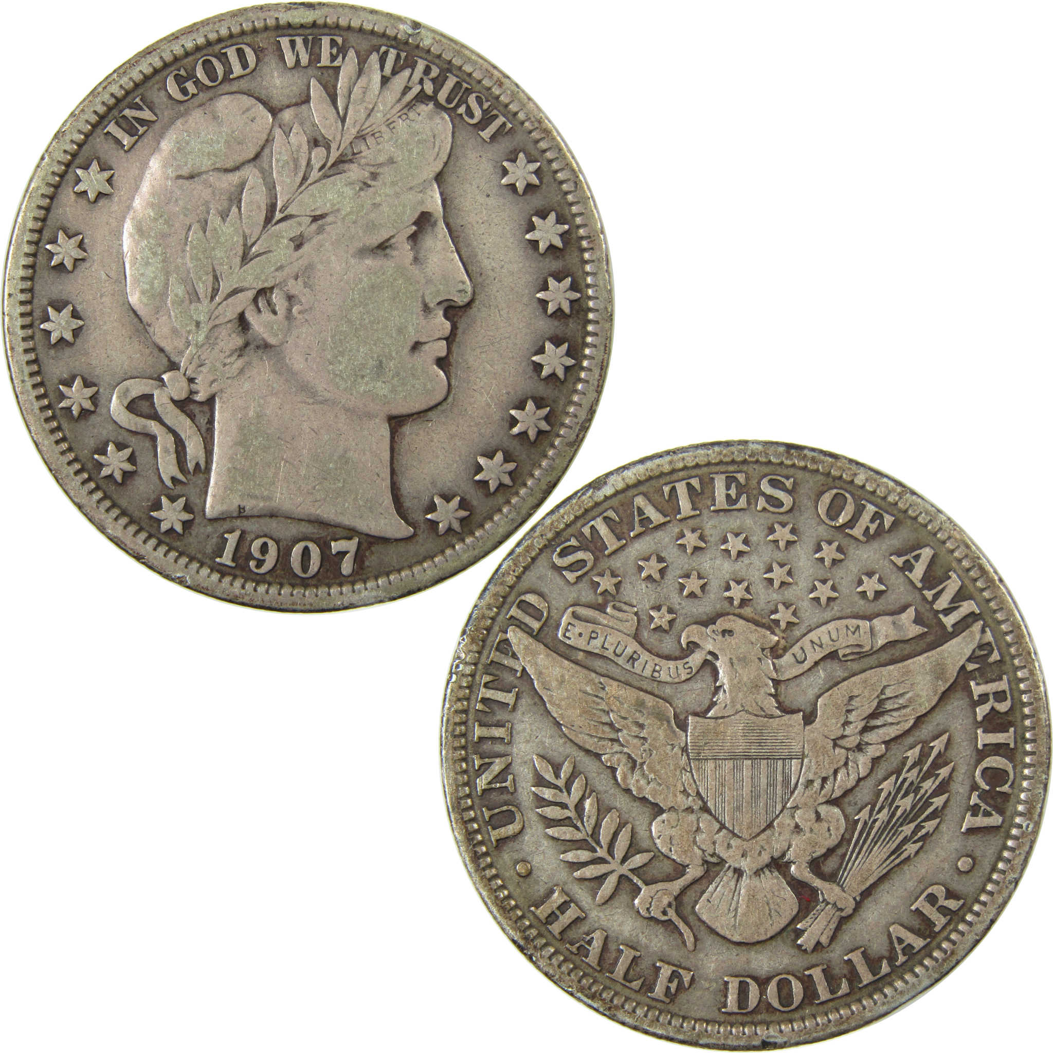 1907 Barber Silver Half Dollar VF Very Fine 50c Coin SKU:I27824
