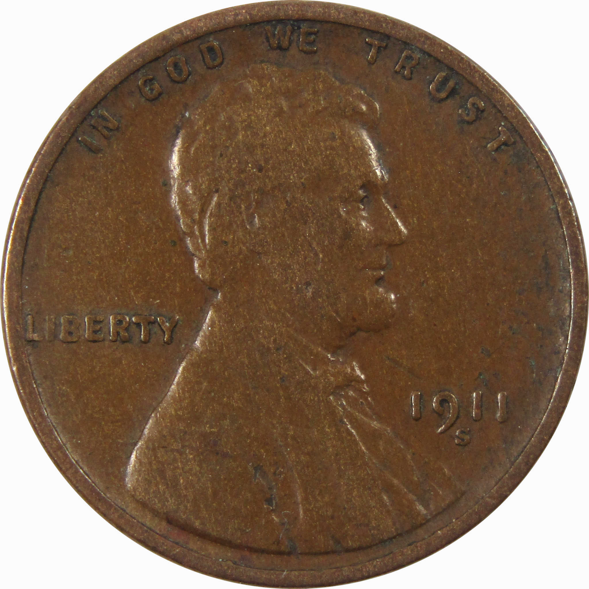 1911 S Lincoln Wheat Cent F Fine Penny 1c Coin SKU:I9845