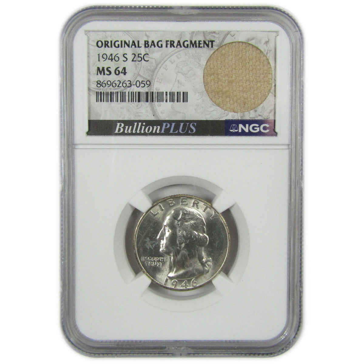 1946 S Washington Silver 25c MS 64 NGC Bag Fragment SKU:I28698